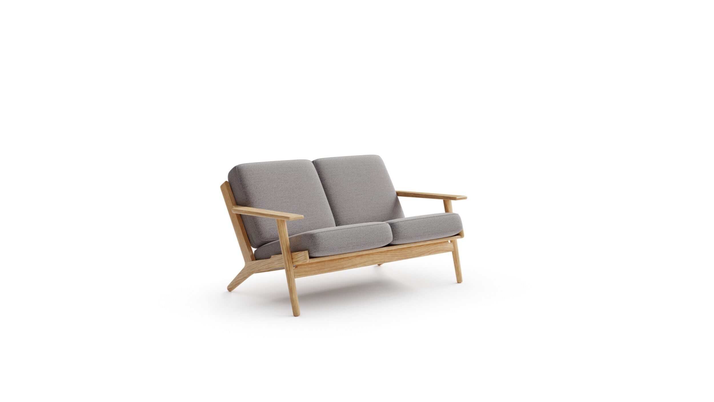 GE 290-2 Plank Two Seat Sofa Reproduction by Archetype Forms - Hans Wegner - Front Angle-2 View