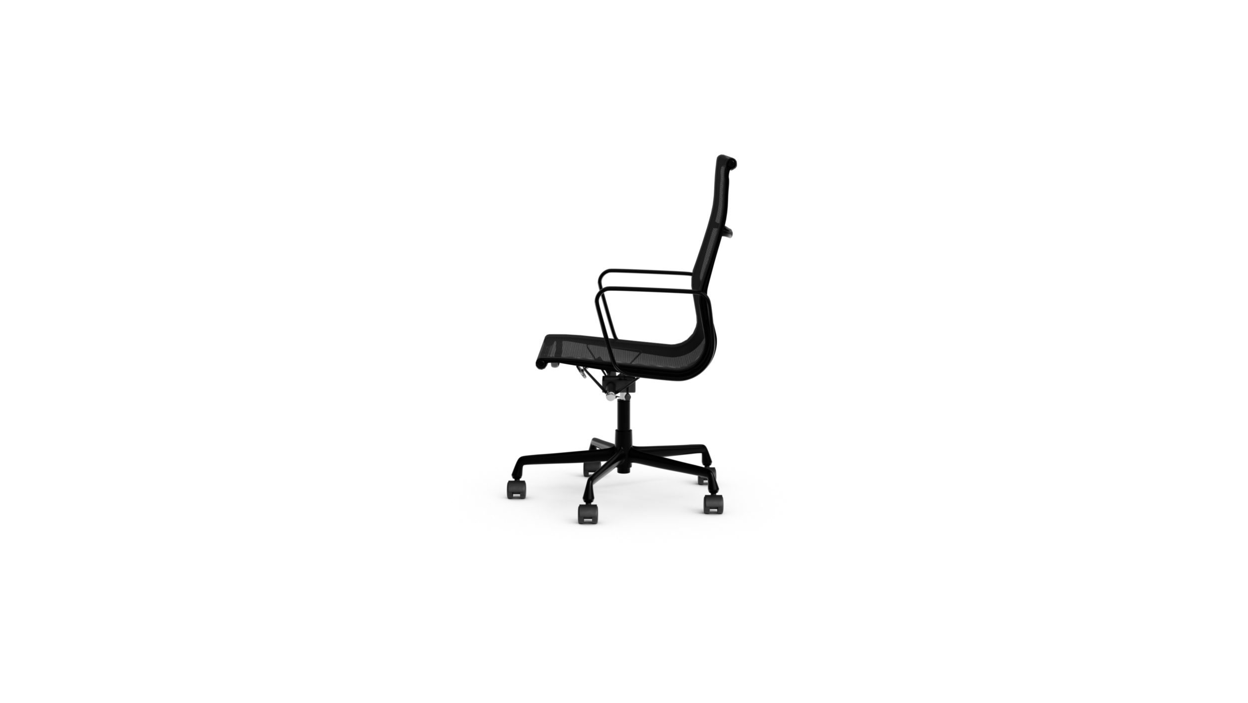 Eames Aluminum Group Executive Chair EA 337E Mesh On Castors, Pneumatic Lift Reproduction by Archetype Forms - Charles & Ray Eames - Side-View