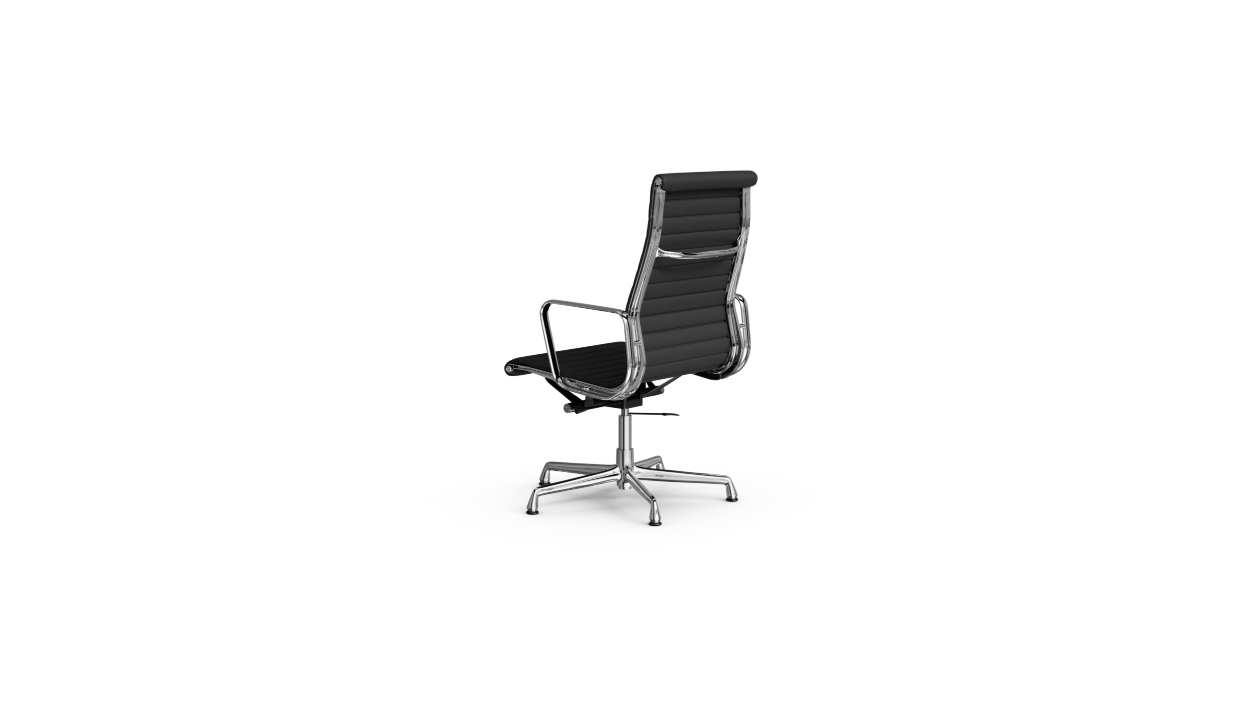 Eames Aluminum Group Executive Chair EA 33xE On Glides, Pneumatic Lift Reproduction by Archetype Forms - Charles & Ray Eames - Back-Angle View