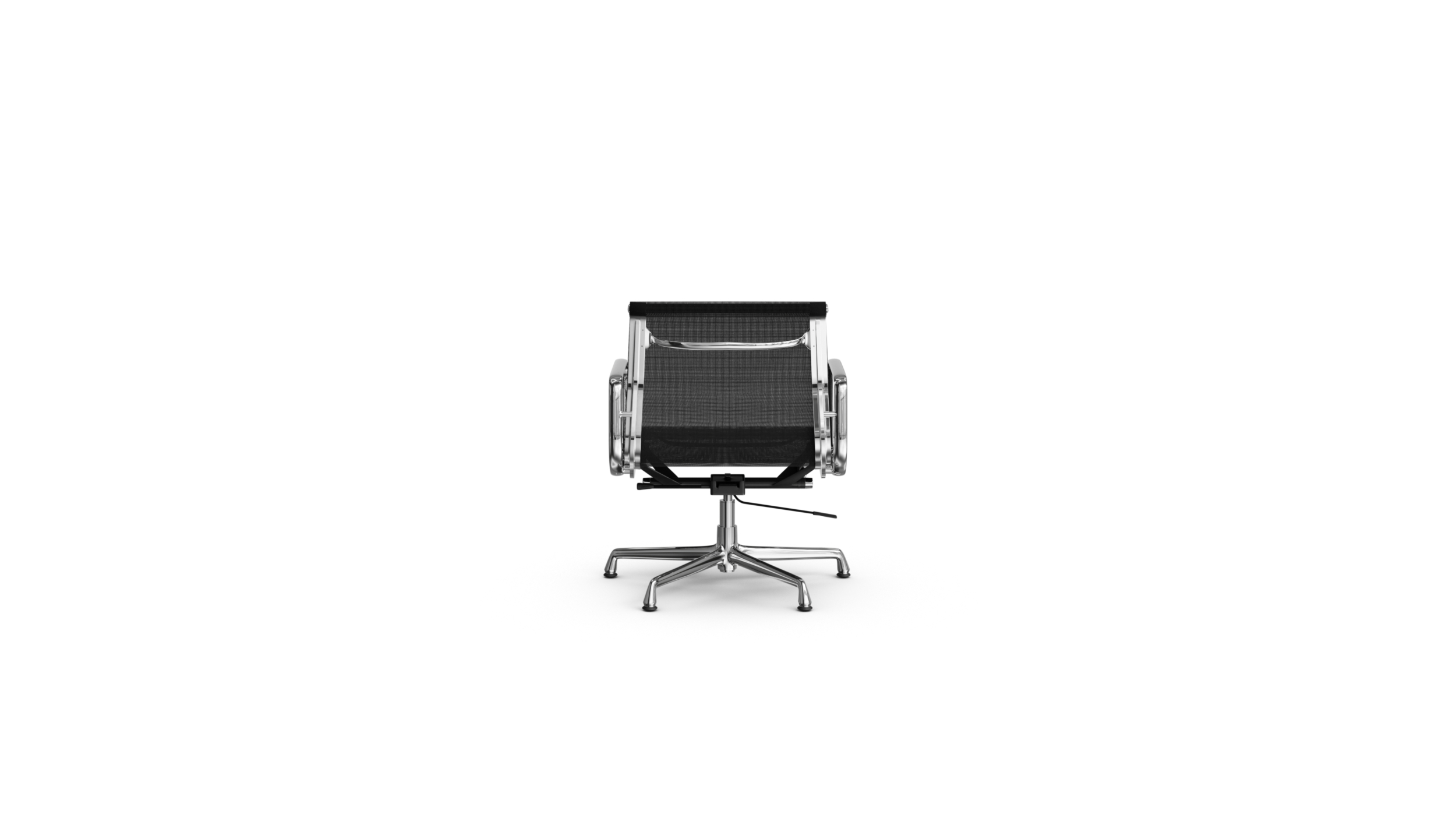 Eames Aluminum Group Management Chair EA 335E Mesh or EA 117 Mesh On Glides, Pneumatic Lift Reproduction by Archetype Forms - Charles & Ray Eames - Back View