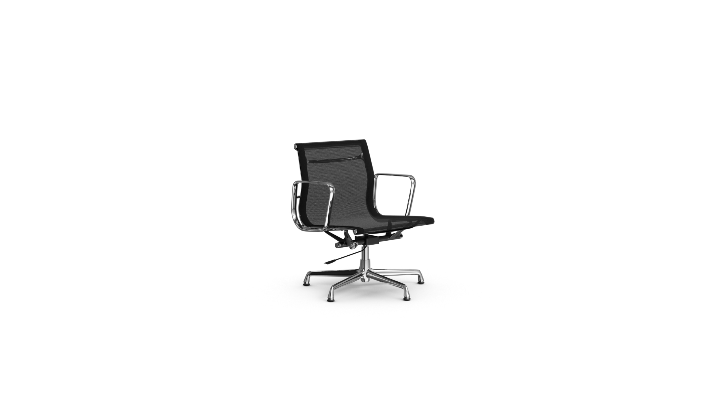 Eames Aluminum Group Management Chair EA 335E Mesh or EA 117 Mesh On Glides, Pneumatic Lift Reproduction by Archetype Forms - Charles & Ray Eames - Front Angle-2 View