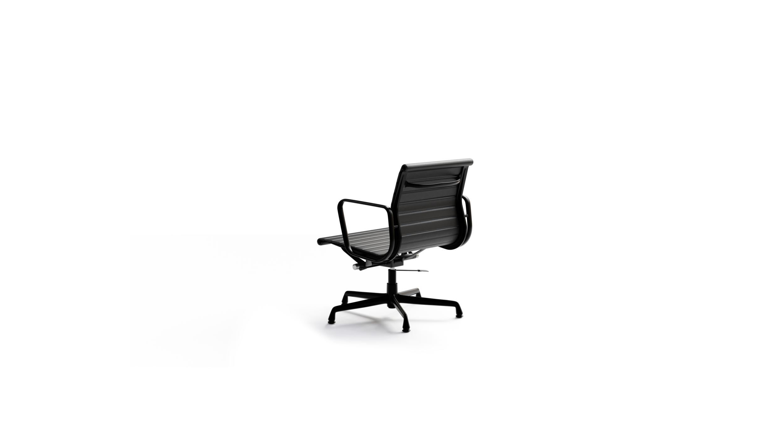 Eames Aluminum Group Management Chair EA 334E On Glides, Pneumatic Lift Reproduction by Archetype Forms - Charles & Ray Eames - Back-Angle View