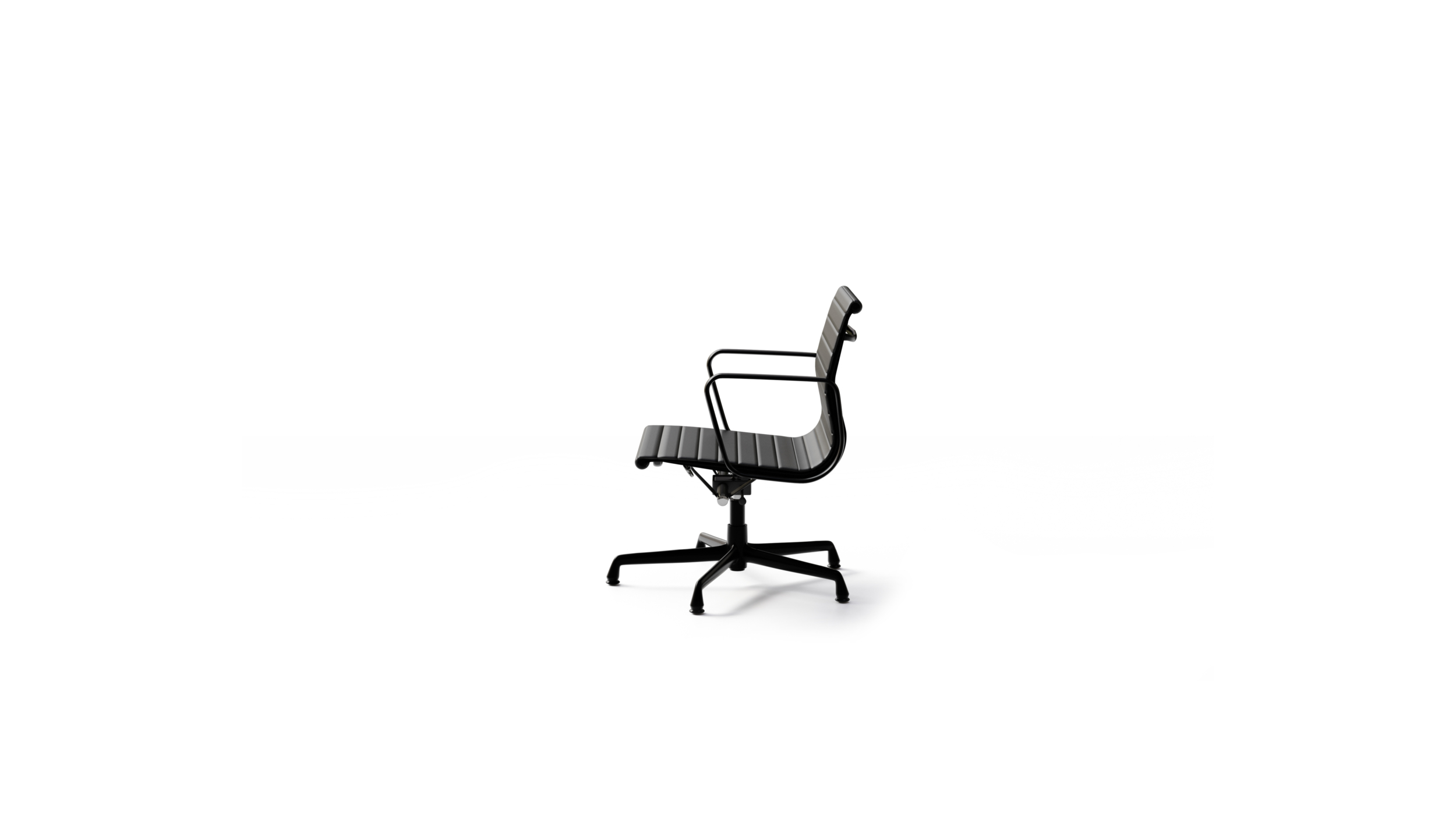 Eames Aluminum Group Management Chair EA 334E On Glides, Pneumatic Lift Reproduction by Archetype Forms - Charles & Ray Eames - Side-View