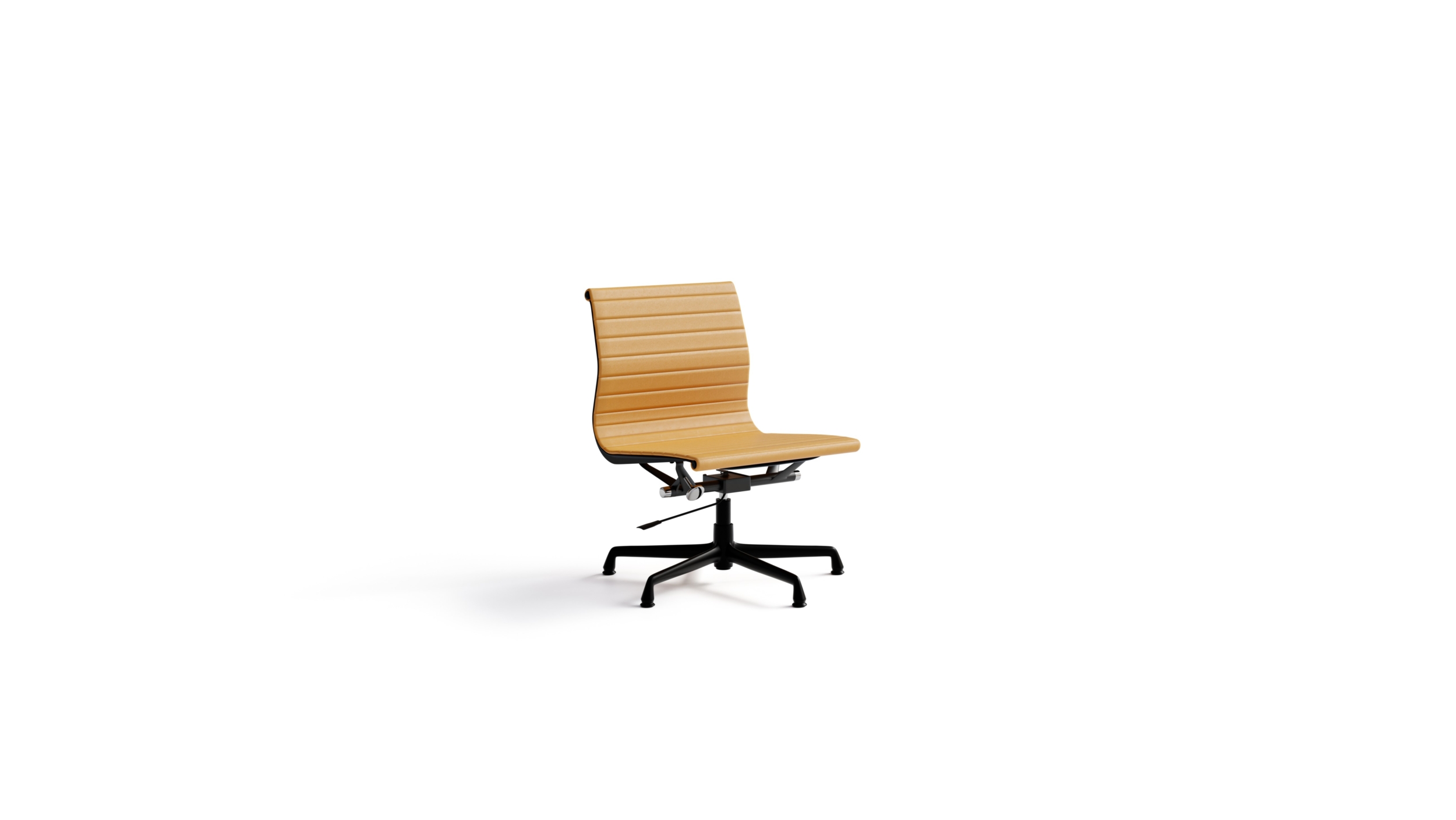 Eames Aluminum Group Managment Side Chair EA 306EN On Glides, Pneumatic Lift Reproduction by Archetype Forms - Charles & Ray Eames - Front Angle-2 View