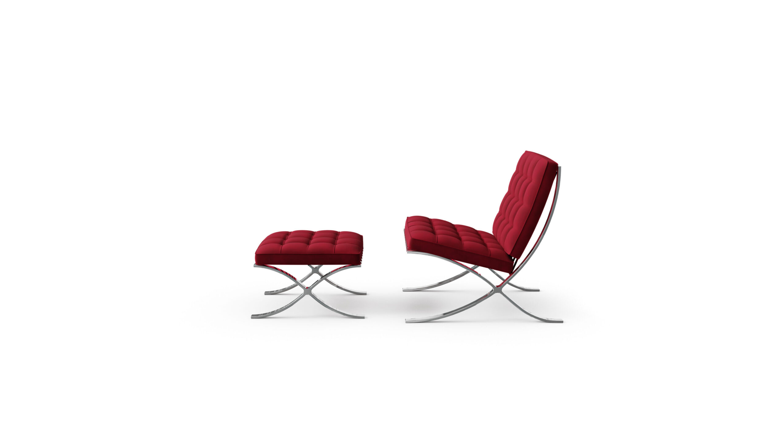 Barcelona Style Chair Lounge Chair & Ottoman 250L, MR90, MR90B, 251Y Reproduction by Archetype Forms - Mies van der Rohe - Side-View