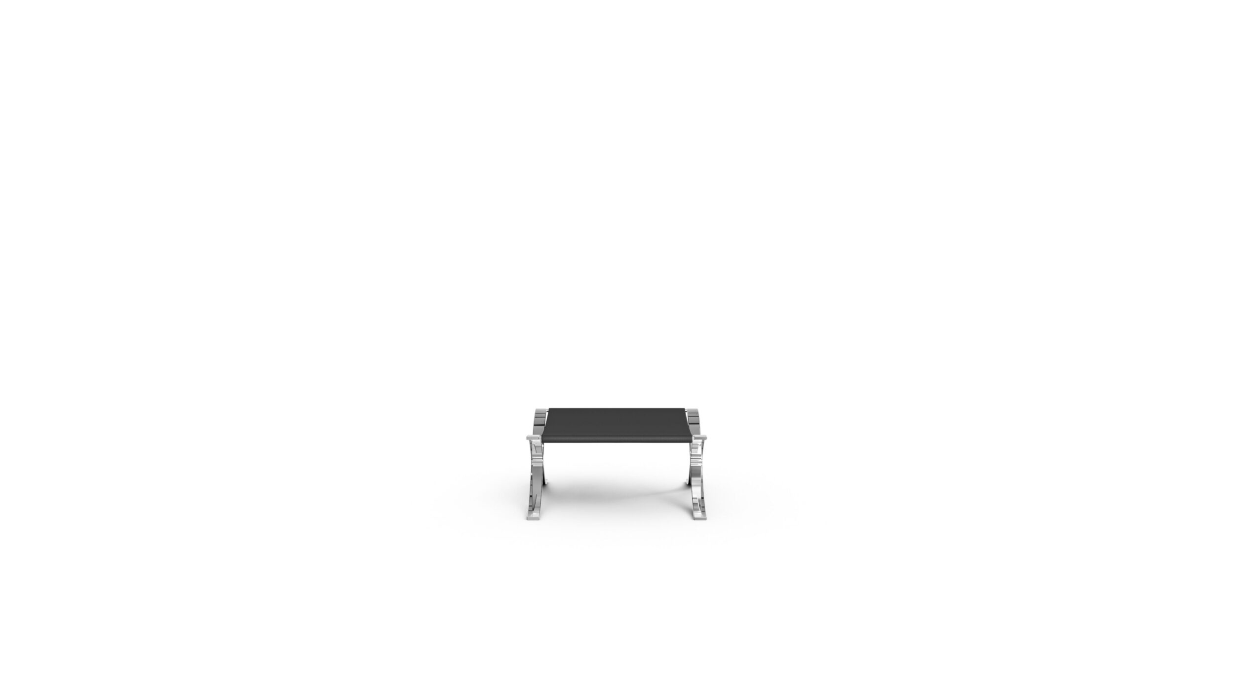 Barcelona-Style Stool With Cowhide Sling Reproduction by Archetype Forms - Mies van der Rohe - Front Angle-2 View