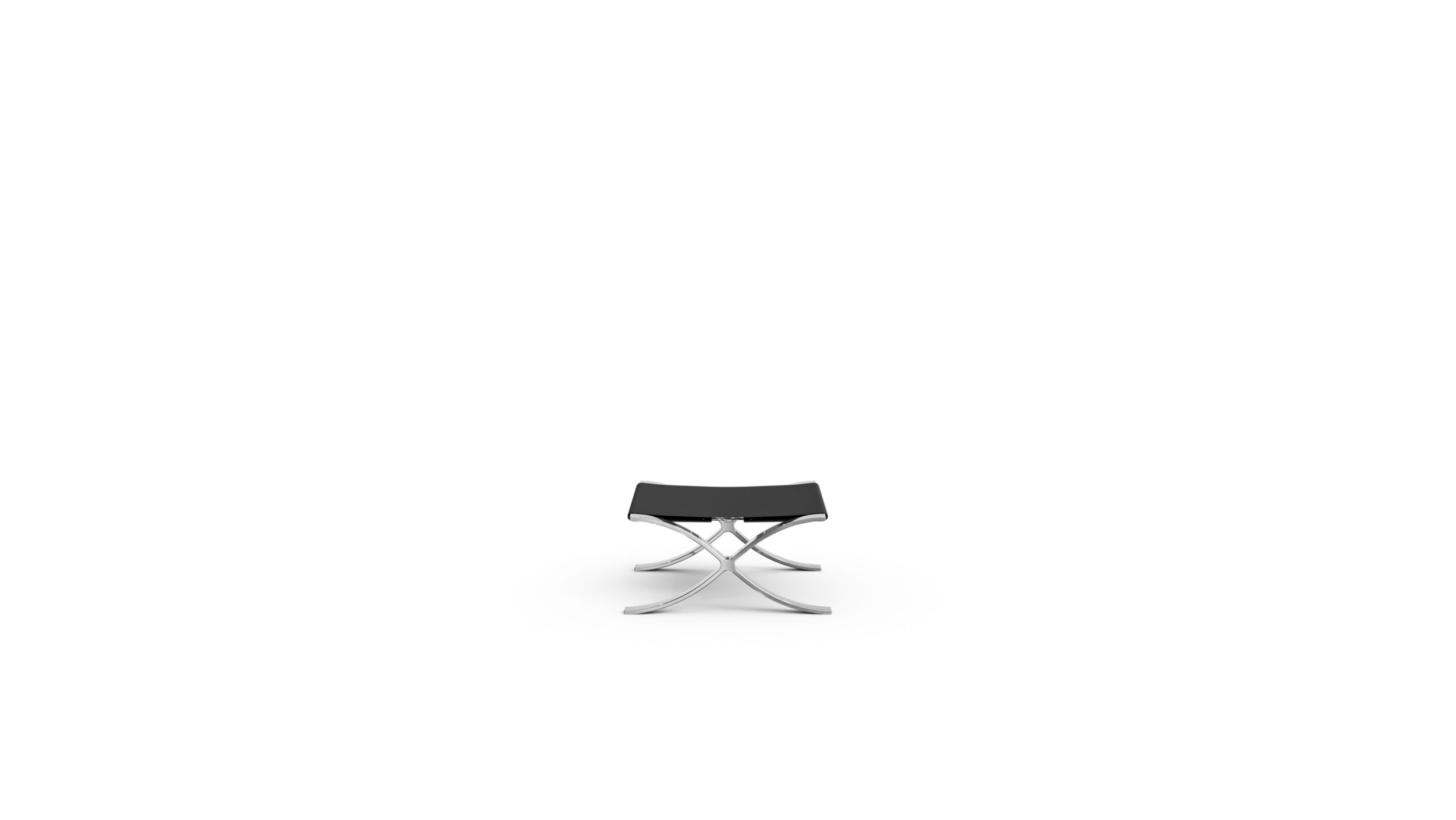 Barcelona-Style Stool With Cowhide Sling Reproduction by Archetype Forms - Mies van der Rohe - Front View