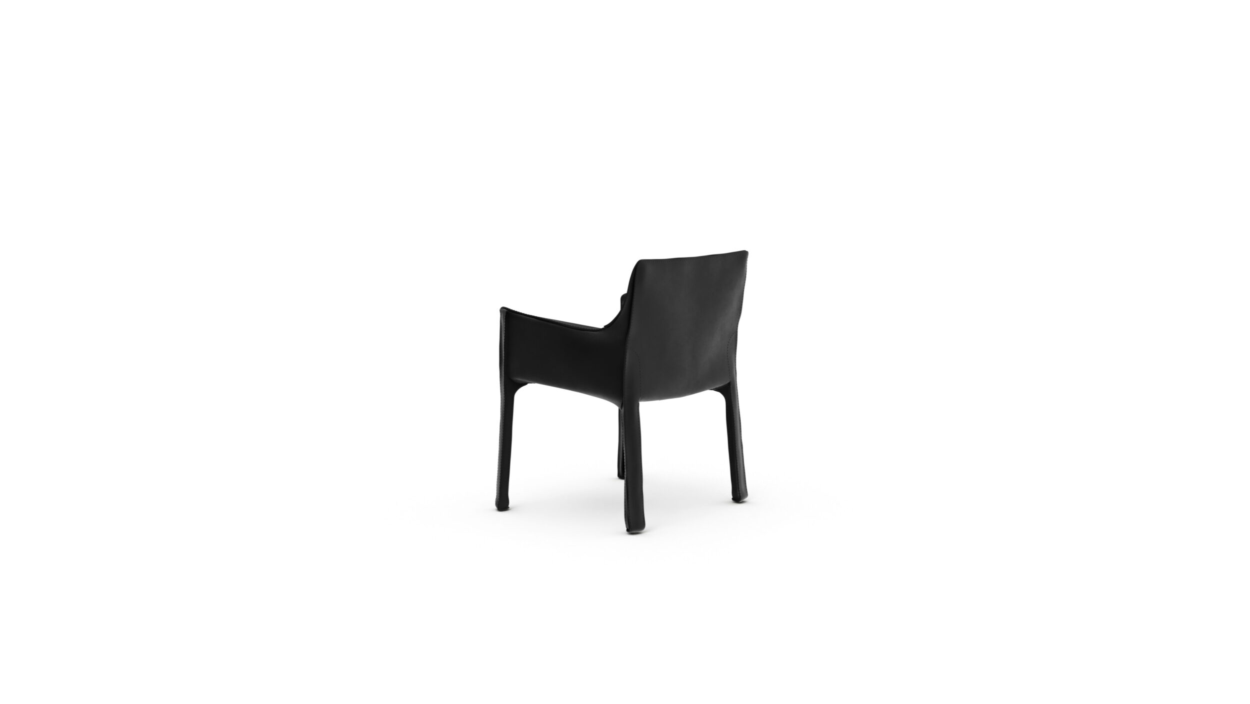 Cab 413 Cowhide Armchair 413 1977 Reproduction by Archetype Forms - Mario Bellini - Back-Angle View in Black Suede