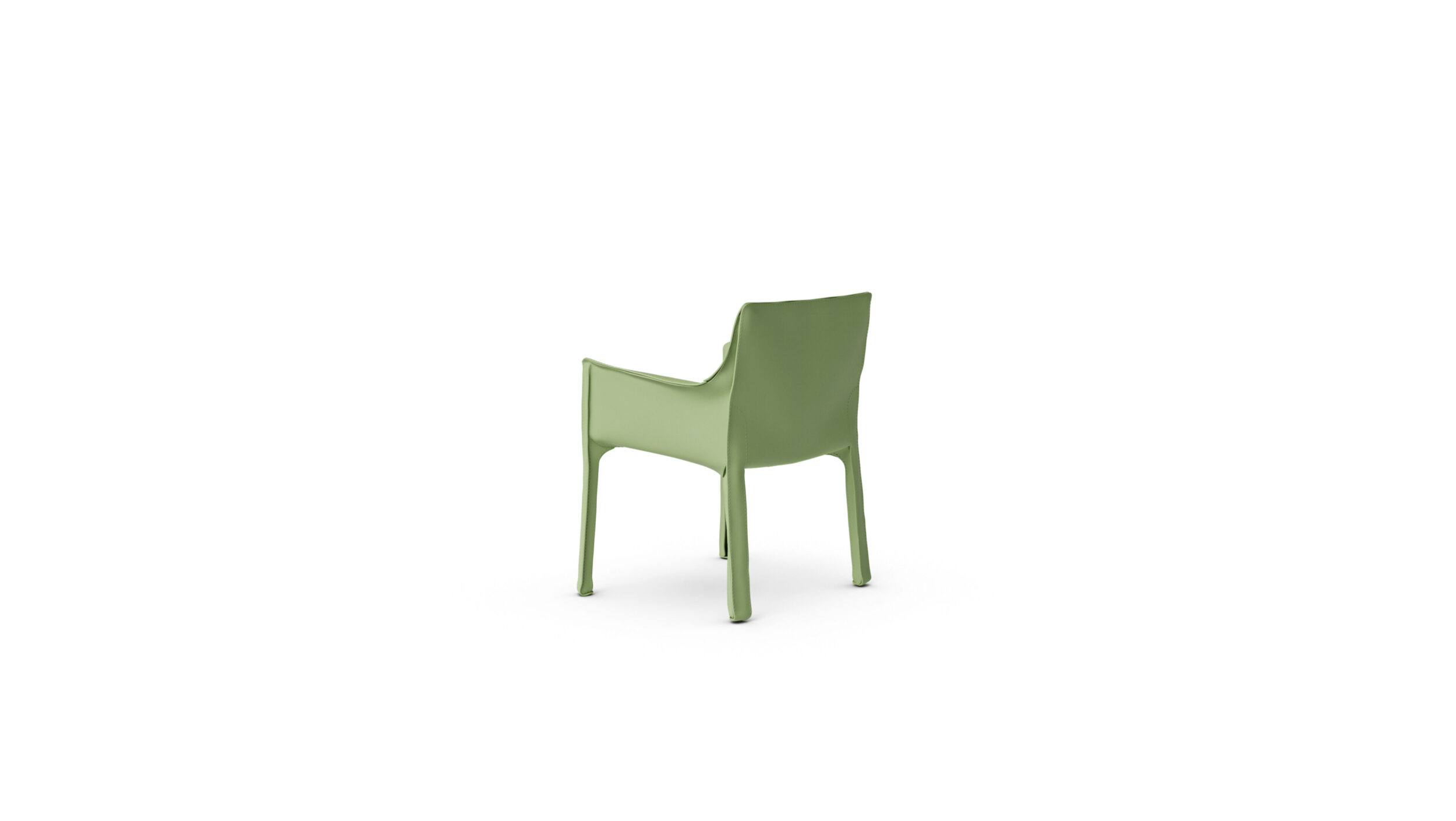 Cab 413 Cowhide Armchair 413 1977 Reproduction by Archetype Forms - Mario Bellini - Back-Angle View in Green Leather