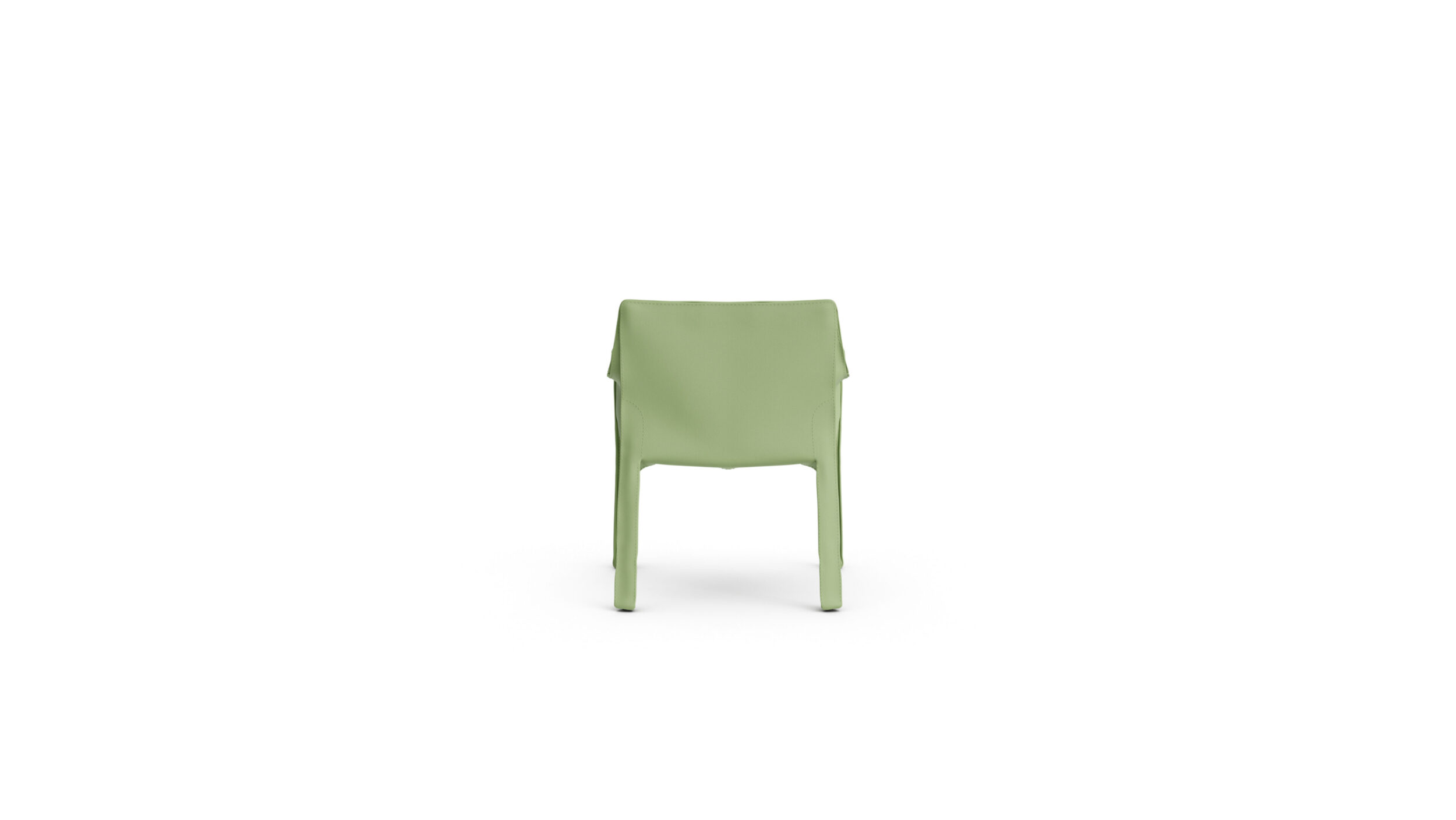 Cab 413 Cowhide Armchair 413 1977 Reproduction by Archetype Forms - Mario Bellini - Back View in Green Leather