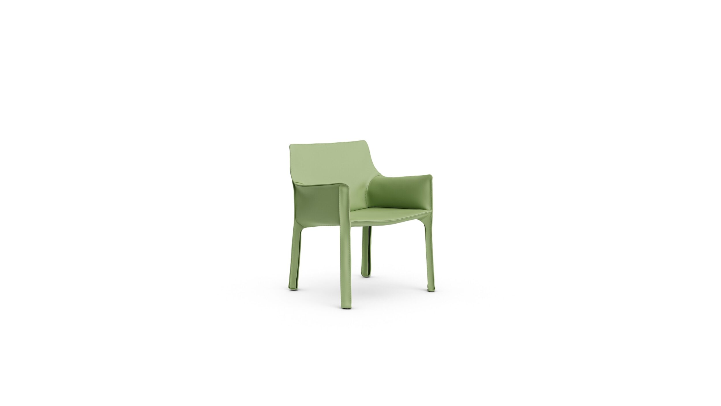 Cab 413 Cowhide Armchair 413 1977 Reproduction by Archetype Forms - Mario Bellini - Front Angle-2 View in Green Leather