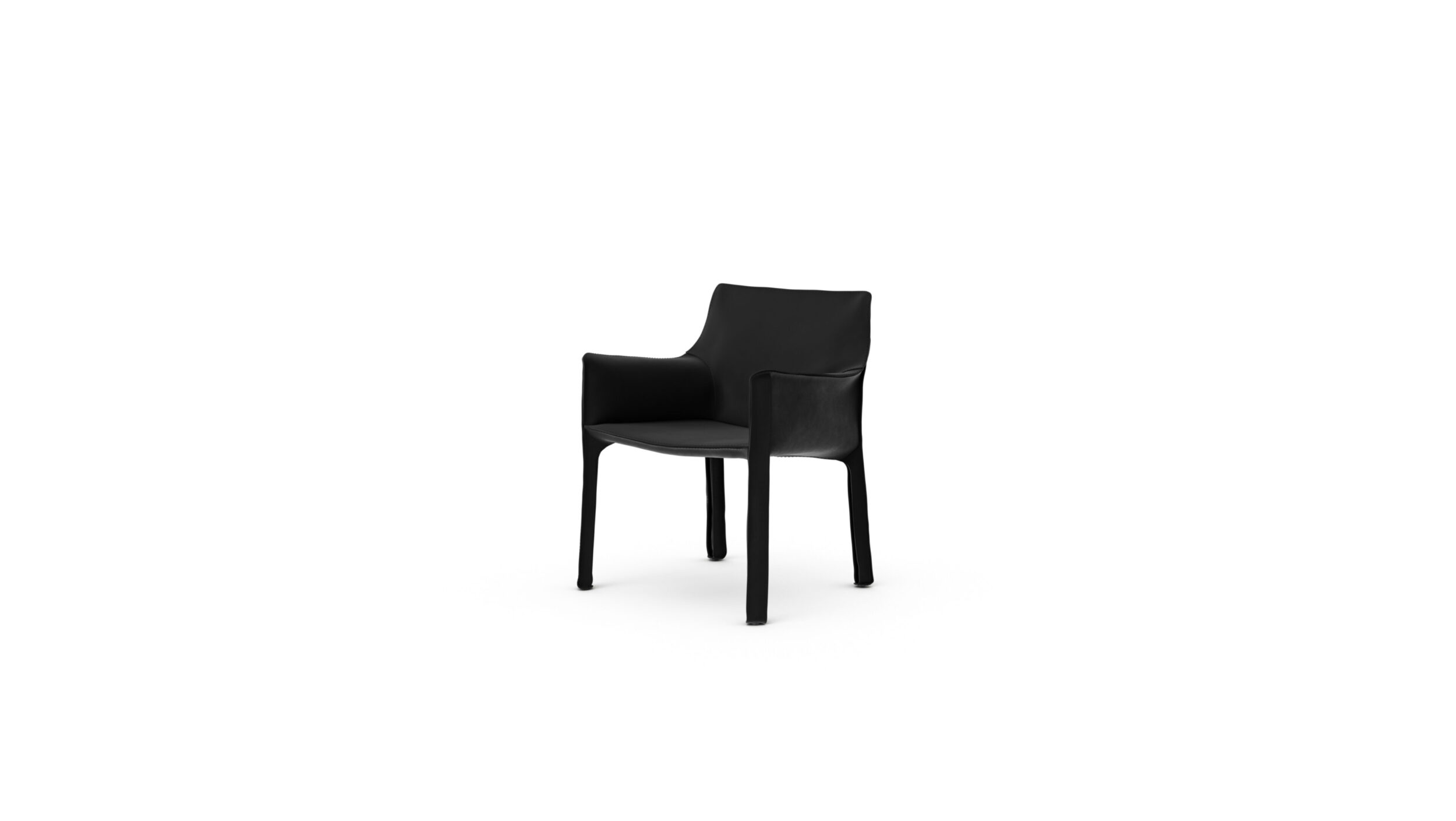 Cab 413 Cowhide Armchair 413 1977 Reproduction by Archetype Forms - Mario Bellini - Front-Angle View in Black Suede