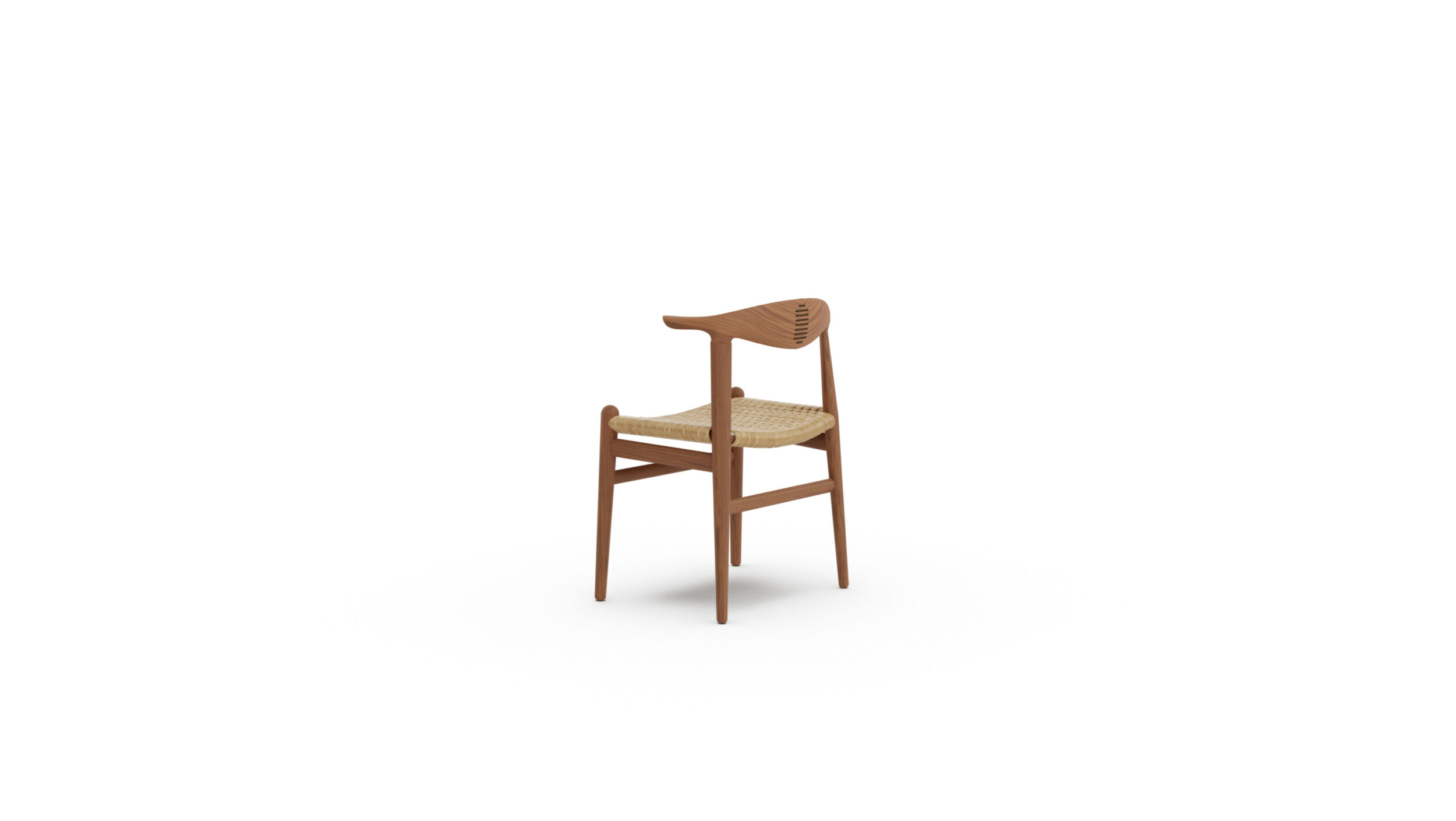 PP505 Cow Horn Chair 1952 Cane Wicker Seat Reproduction by Archetype Forms - Hans Wegner - Back-Angle View