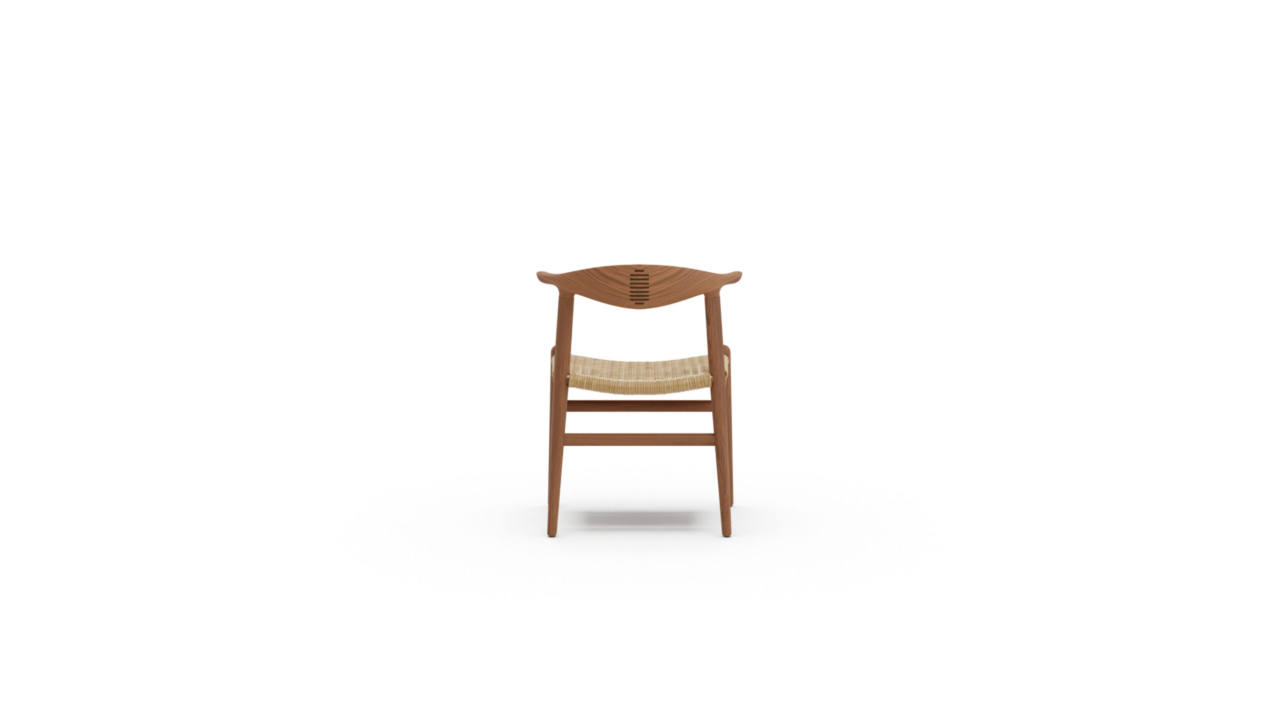 PP505 Cow Horn Chair 1952 Cane Wicker Seat Reproduction by Archetype Forms - Hans Wegner - Back View