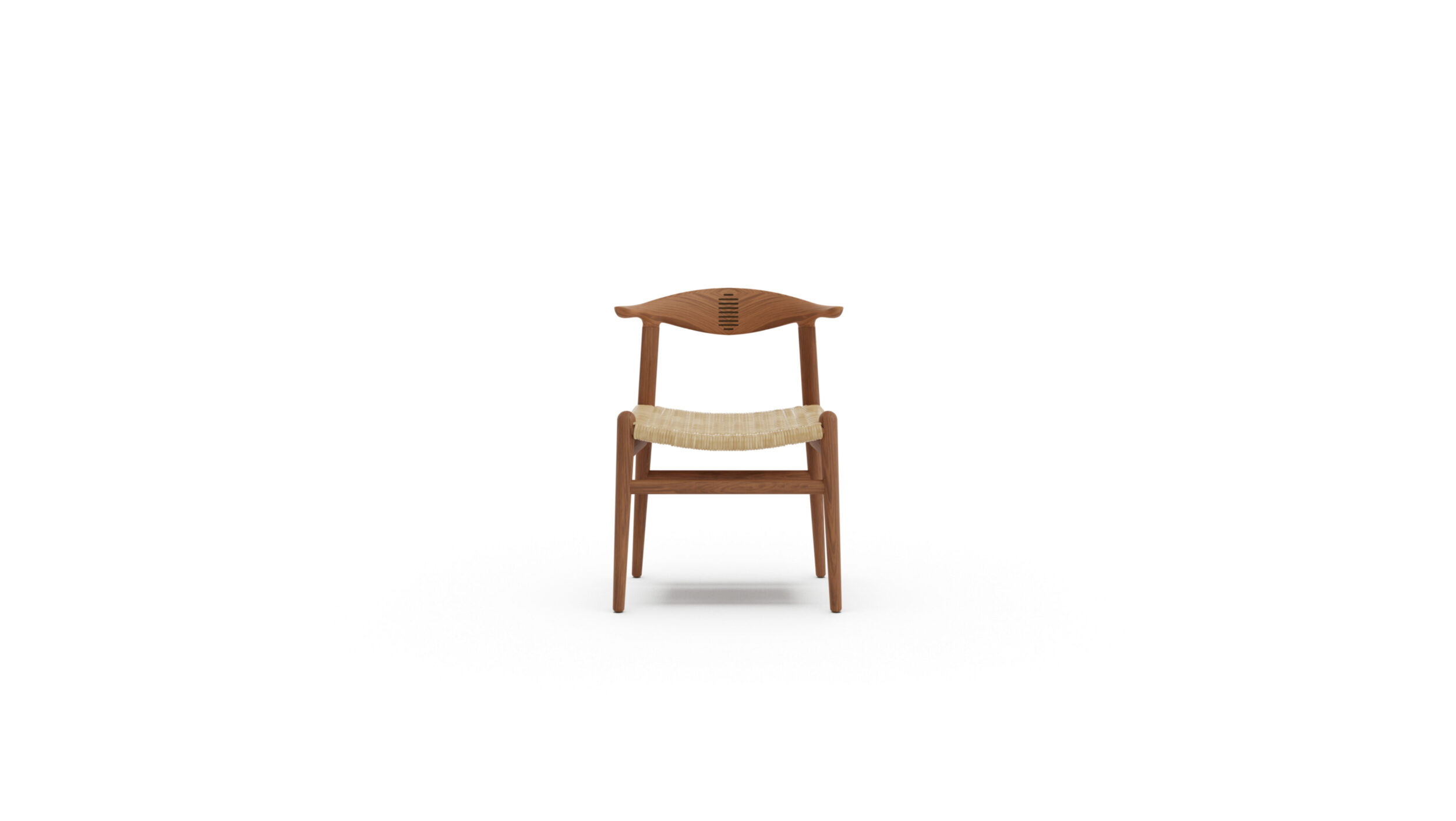 PP505 Cow Horn Chair 1952 Cane Wicker Seat Reproduction by Archetype Forms - Hans Wegner - Front View