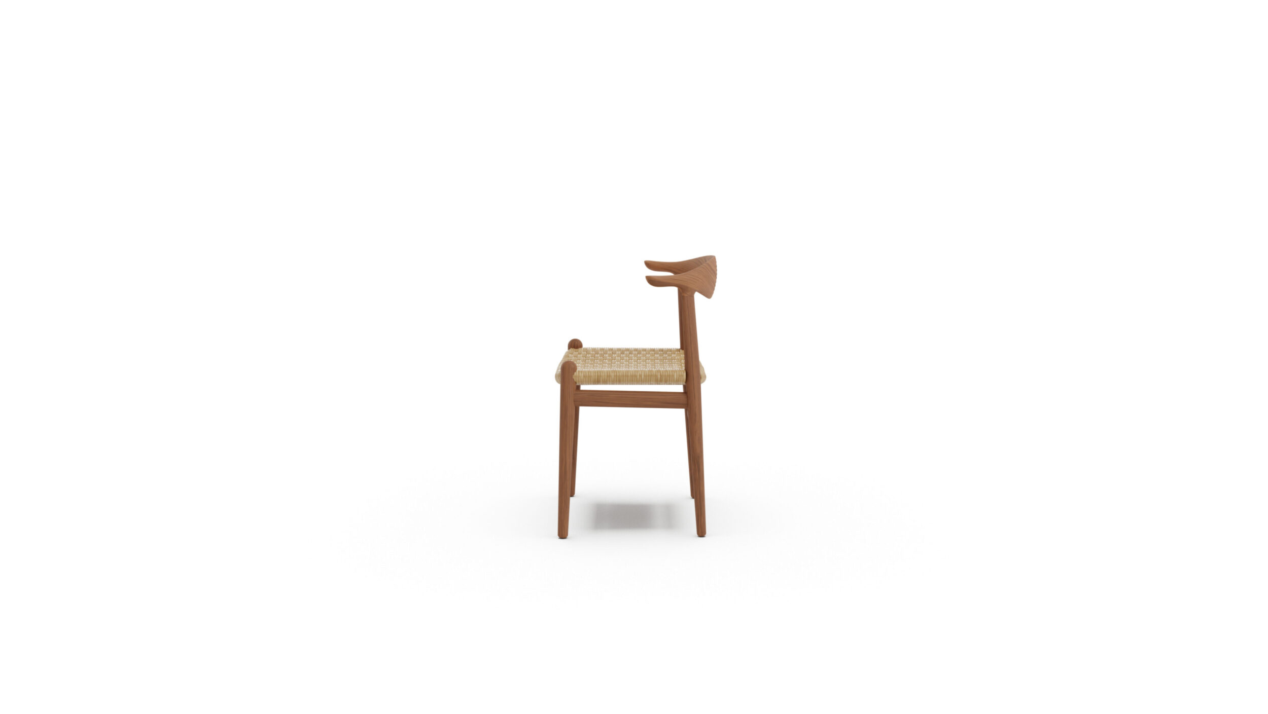 PP505 Cow Horn Chair 1952 Cane Wicker Seat Reproduction by Archetype Forms - Hans Wegner - Side-View