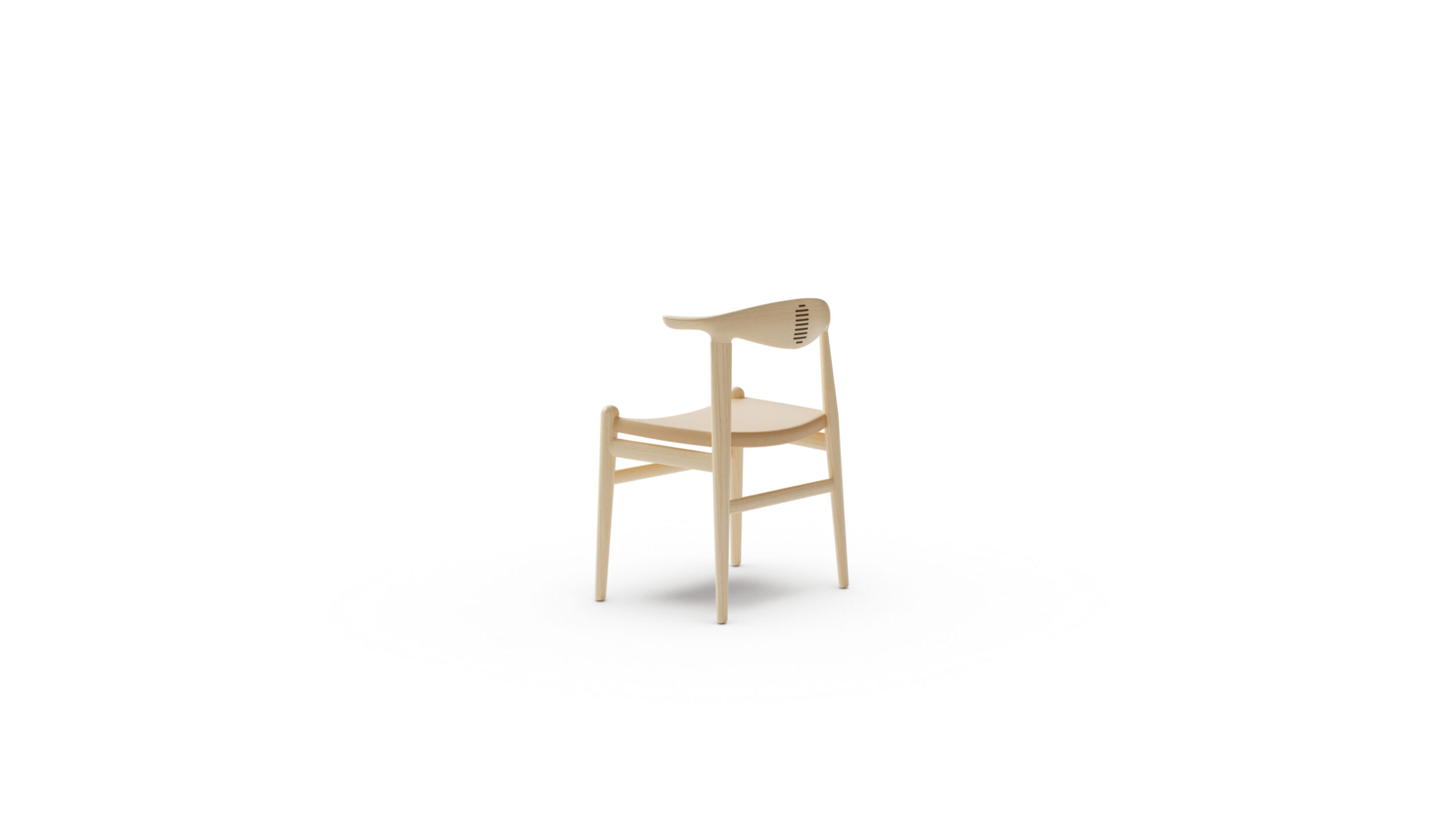 PP505 Cow Horn Chair 1952 Upholstered Reproduction by Archetype Forms - Hans Wegner - Back-Angle View