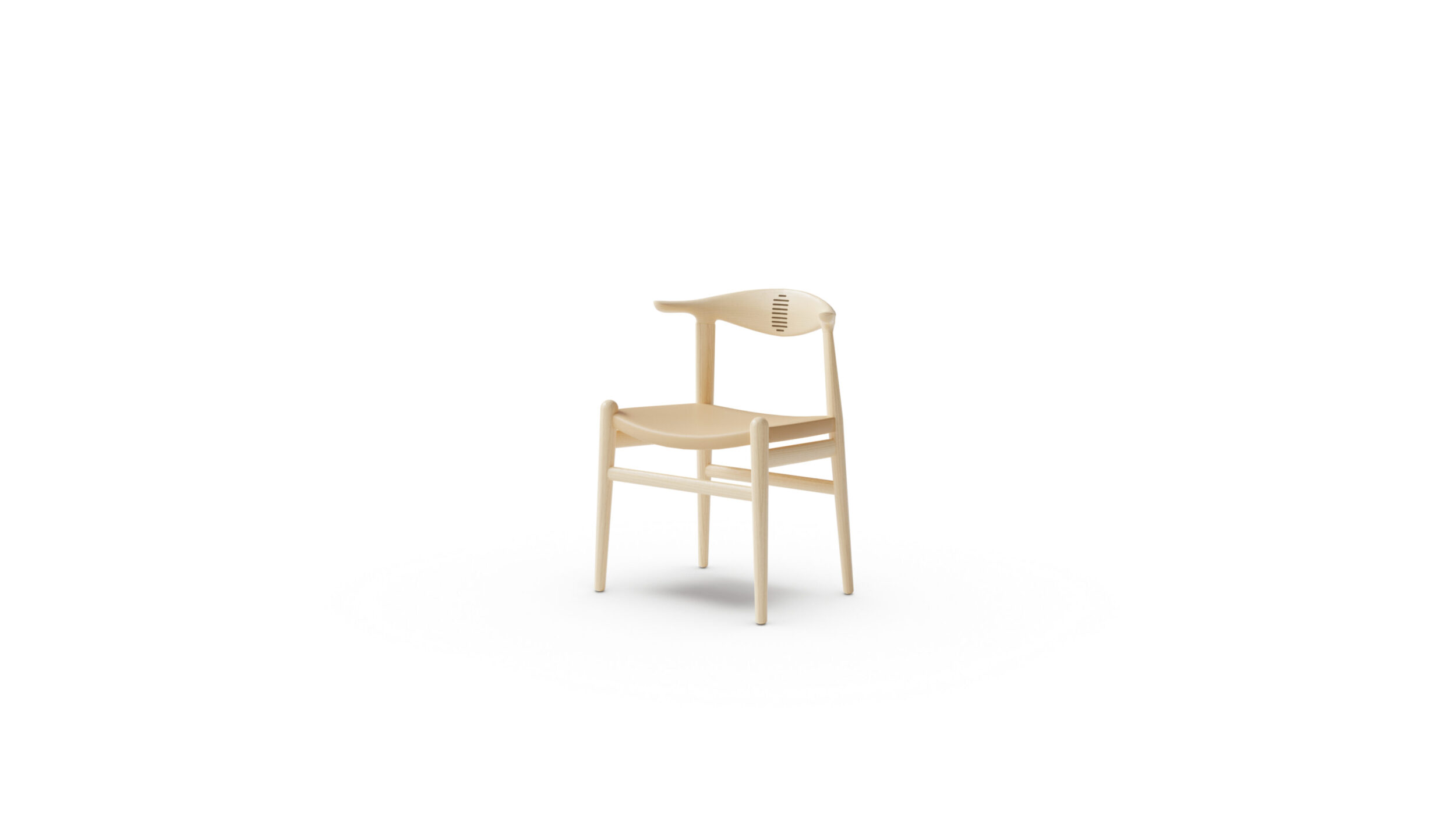 PP505 Cow Horn Chair 1952 Upholstered Reproduction by Archetype Forms - Hans Wegner - Front-Angle View