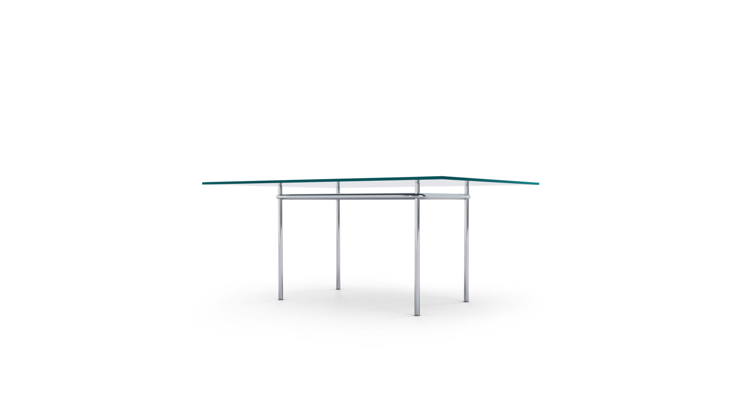 LC12 Table La Roche Glass Top Dining Table Large 160x120 1925 Reproduction by Archetype Forms - Le Corbusier - Front-Angle View