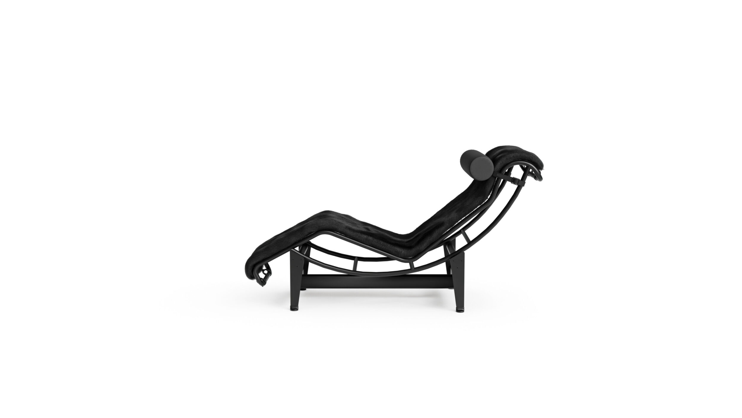 LC4 Chaise Lounge Chair Black Haired Hide 1928 Reproduction by Archetype Forms - Le Corbusier - Side-View 2