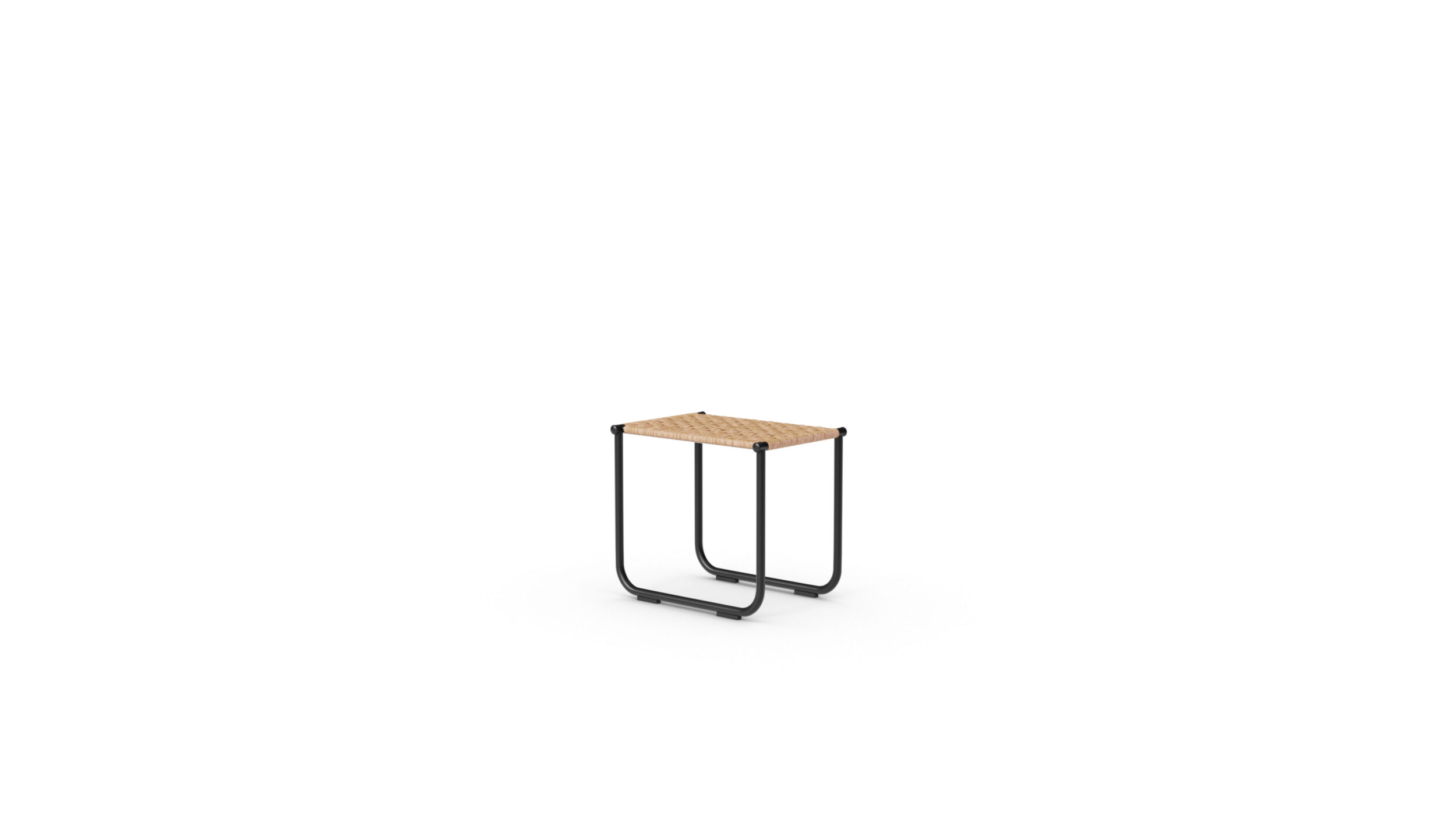 9 Tabouret Cane Rattan Stool Ottoman Side Table Reproduction by Archetype Forms - Le Corbusier - Back-Angle View