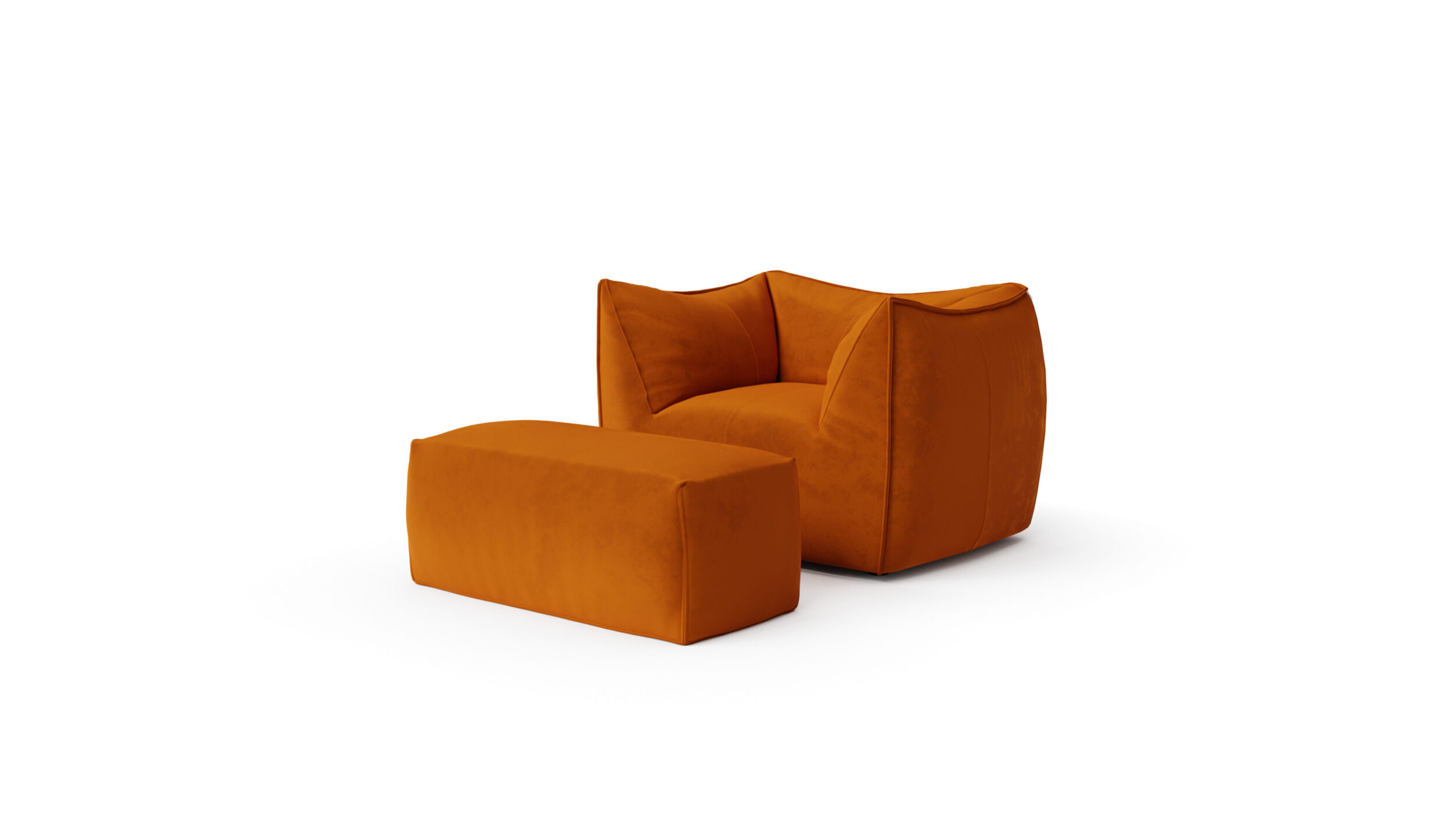 Le Bambole Chair & Ottoman 1972 Reproduction by Archetype Forms - Mario Bellini - Front-Angle View