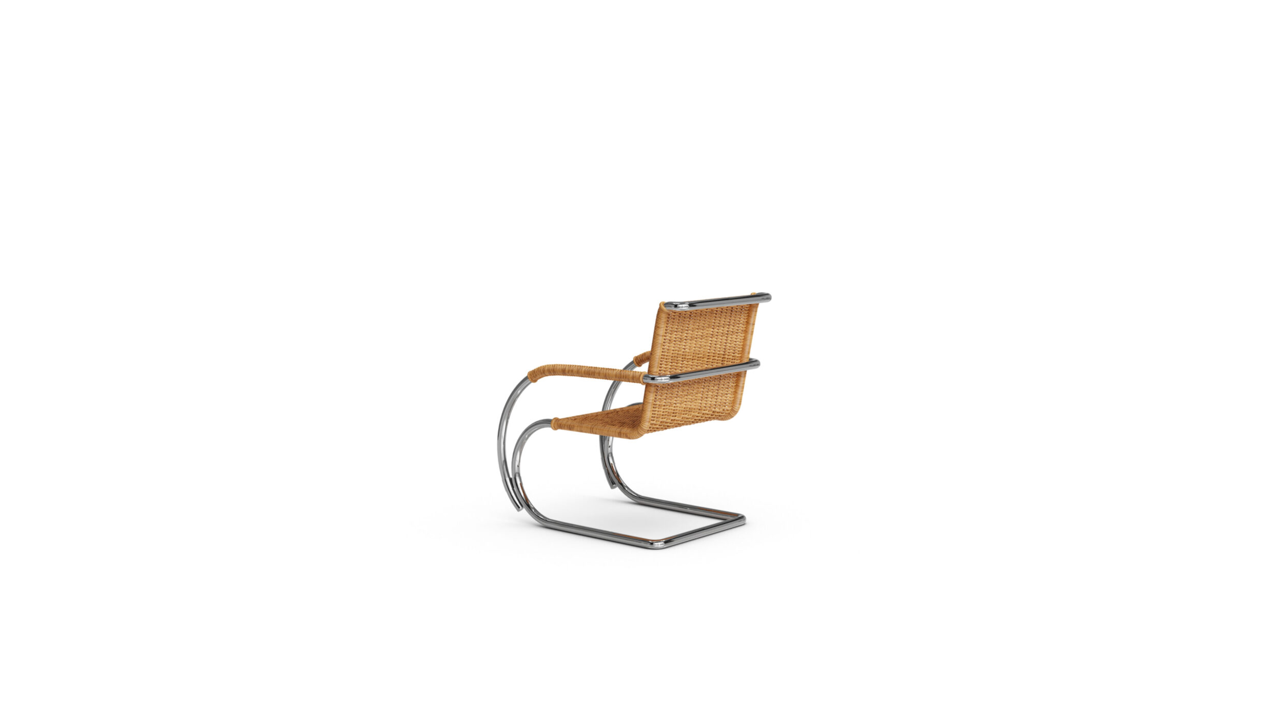 MR Armchair, MR20/1 Cane Rattan Reproduction by Archetype Forms - Mies van der Rohe - Back-Angle View