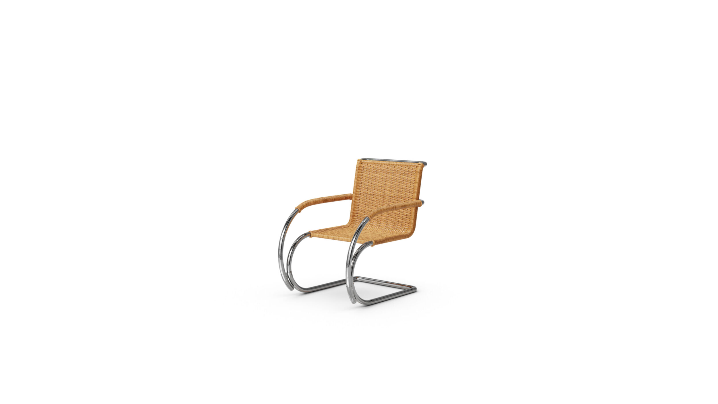 MR Armchair, MR20/1 Cane Rattan Reproduction by Archetype Forms - Mies van der Rohe - Front-Angle View