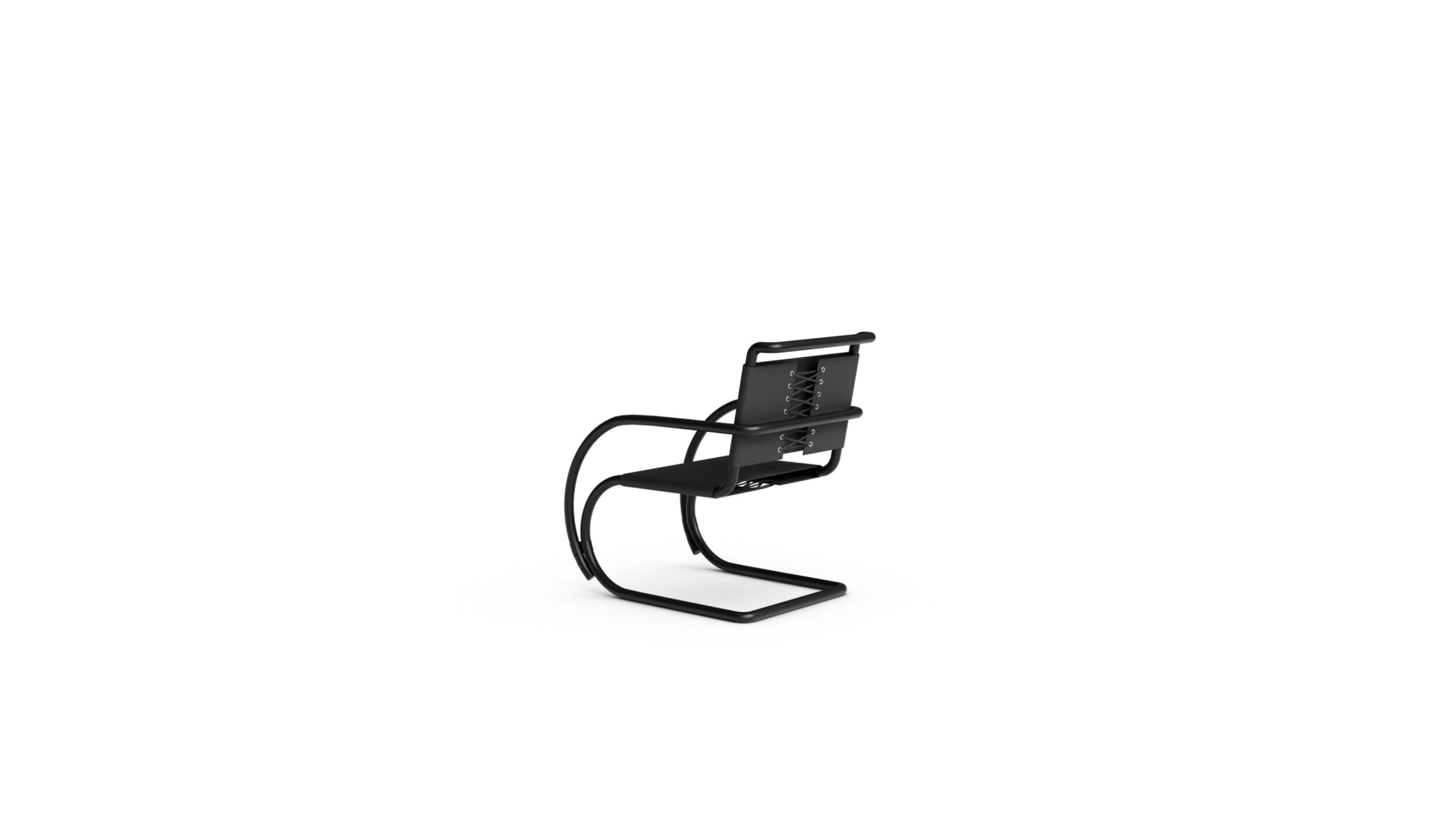 MR Armchair Leather Sling, MR20 Reproduction by Archetype Forms - Mies van der Rohe - Back-Angle View