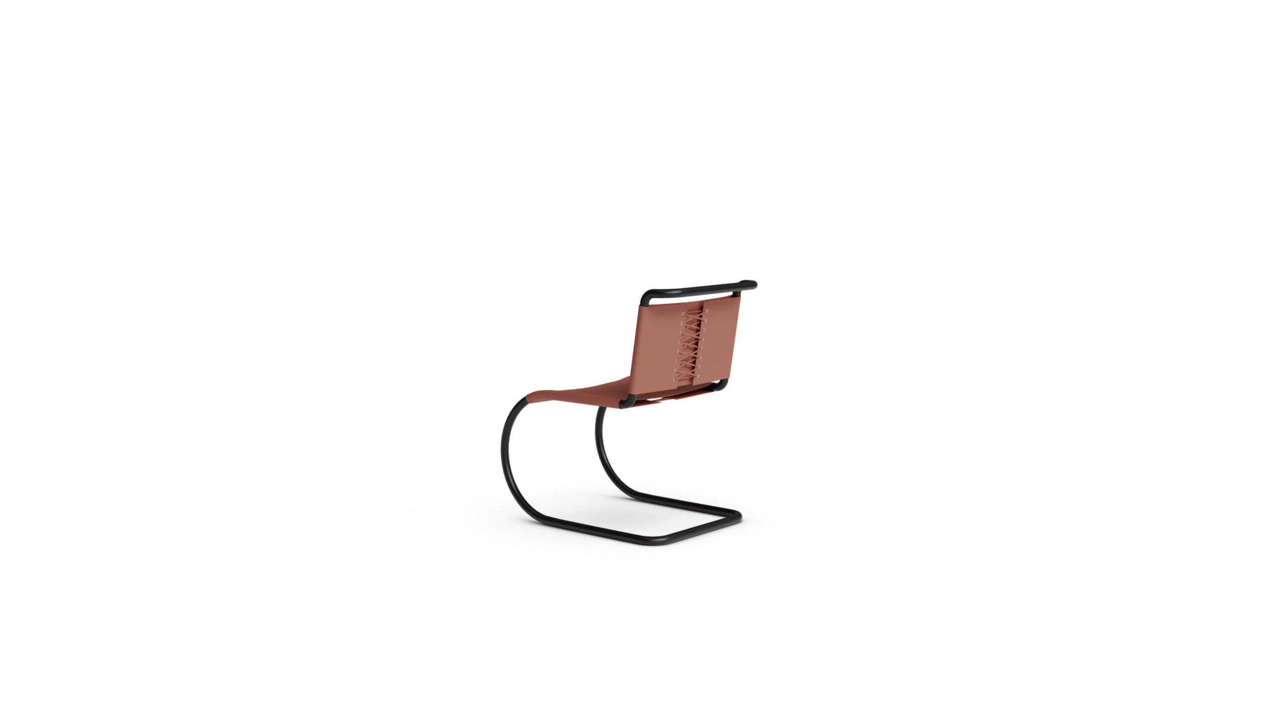 MR Chair Armless With Leather Sling V256CS MR10 Reproduction by Archetype Forms - Mies van der Rohe - Back-Angle View