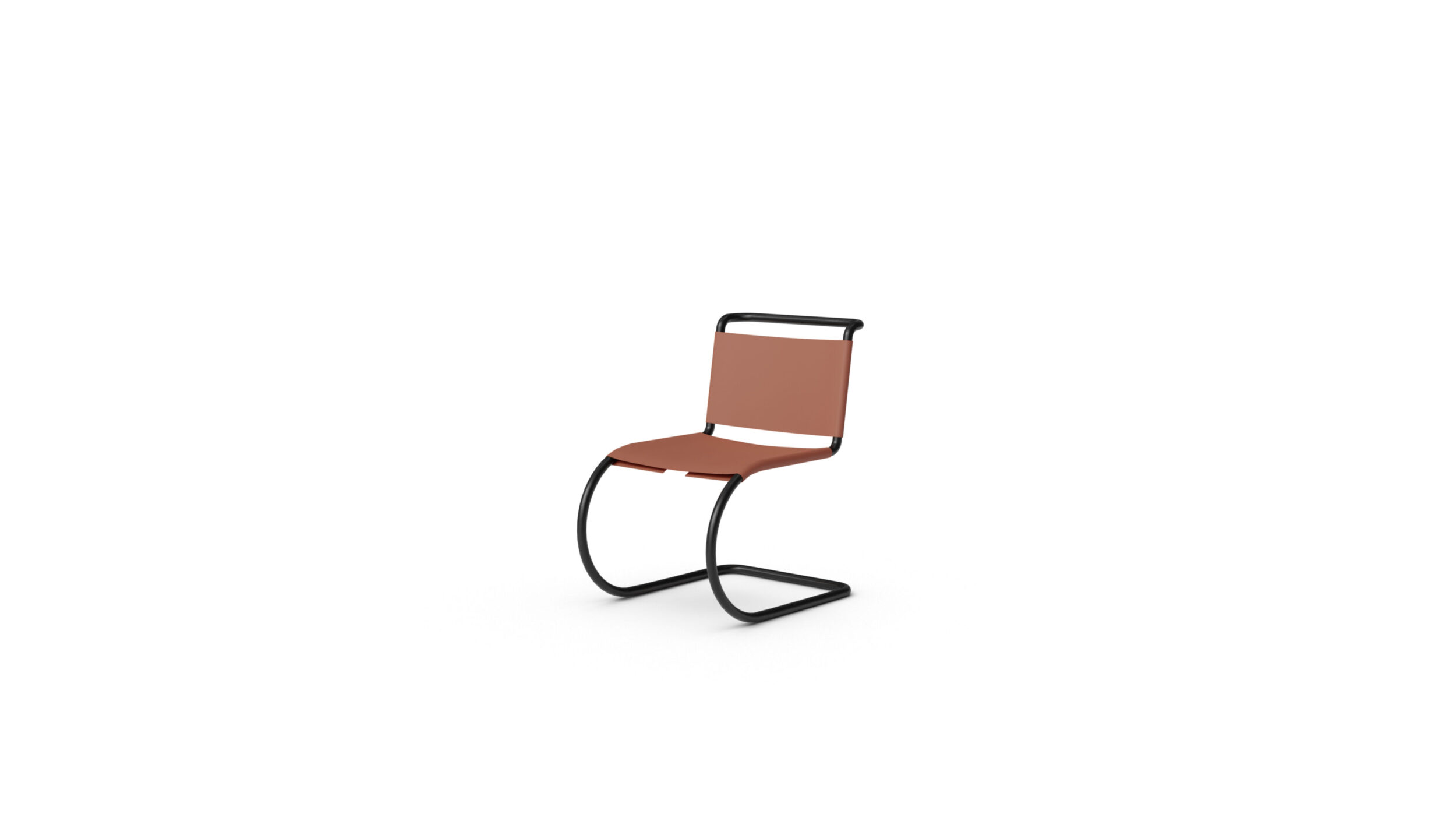 MR Chair Armless With Leather Sling V256CS MR10 Reproduction by Archetype Forms - Mies van der Rohe - Front-Angle View