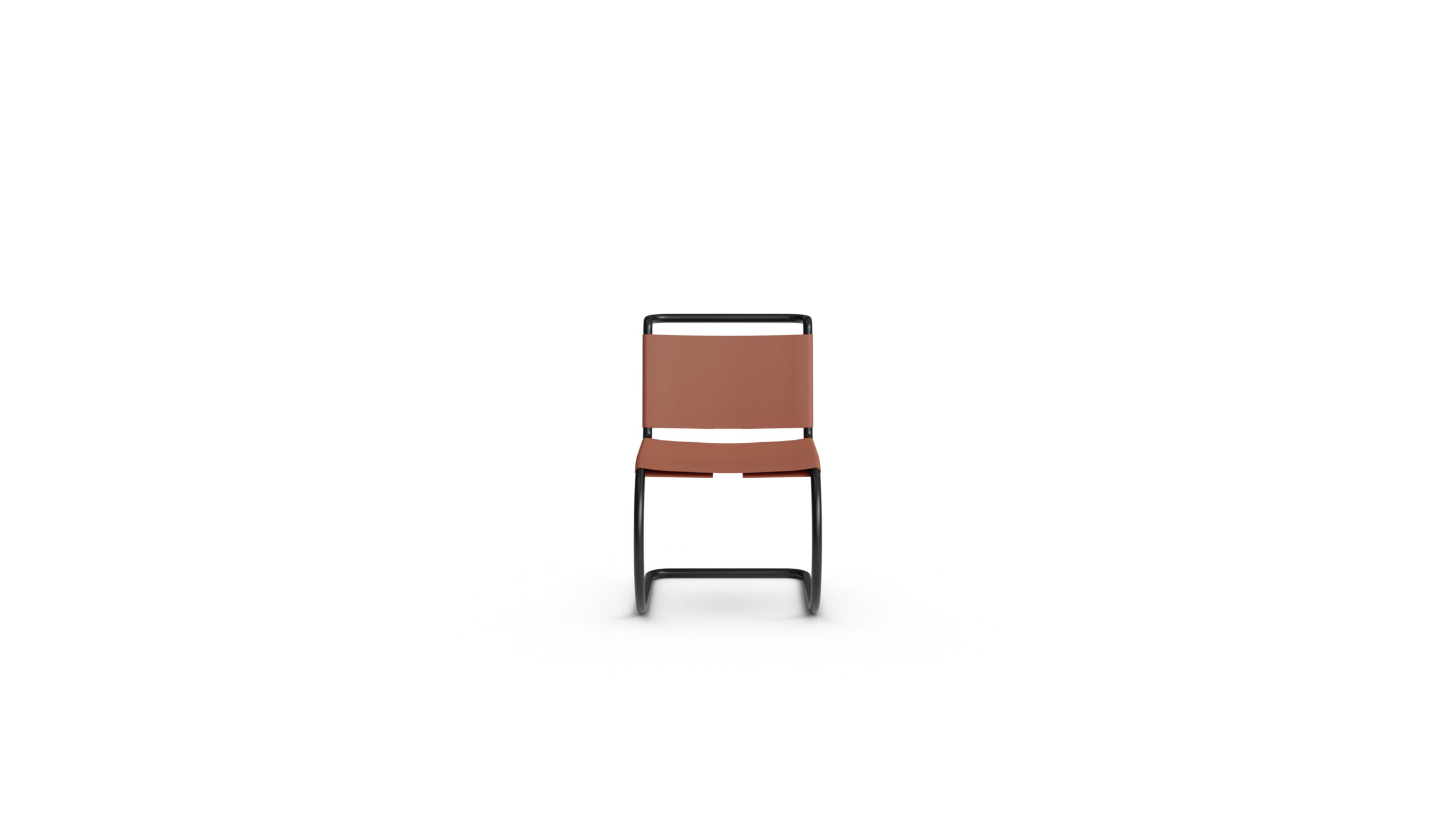 MR Chair Armless With Leather Sling V256CS MR10 Reproduction by Archetype Forms - Mies van der Rohe - Front View