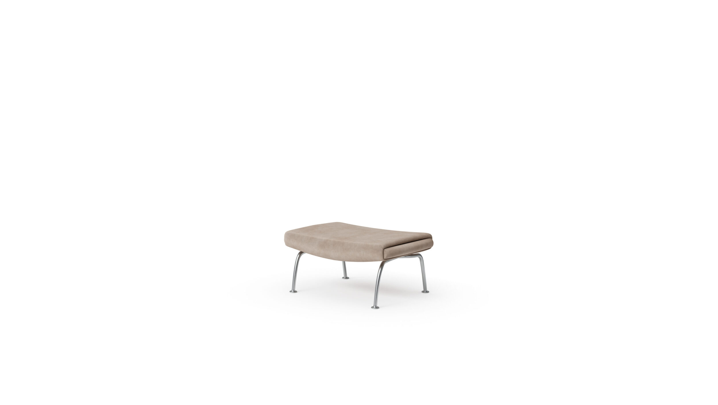 1002 Ox Ottoman & Queen Ottoman Reproduction by Archetype Forms - Hans Wegner - Front-Angle View, Suede