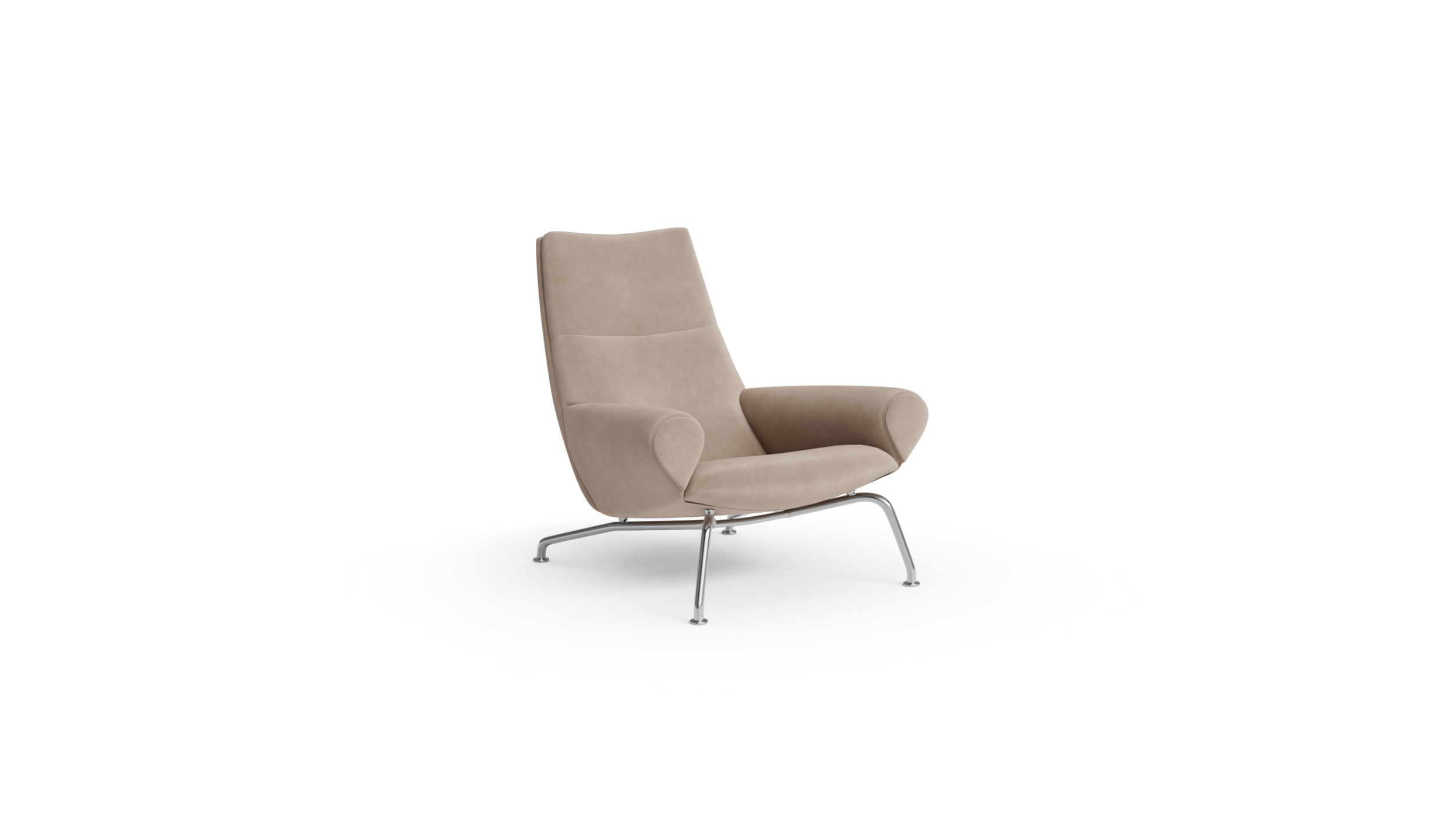 Queen Chair 1010 Reproduction by Archetype Forms - Hans Wegner - Front Angle-2 View Suede