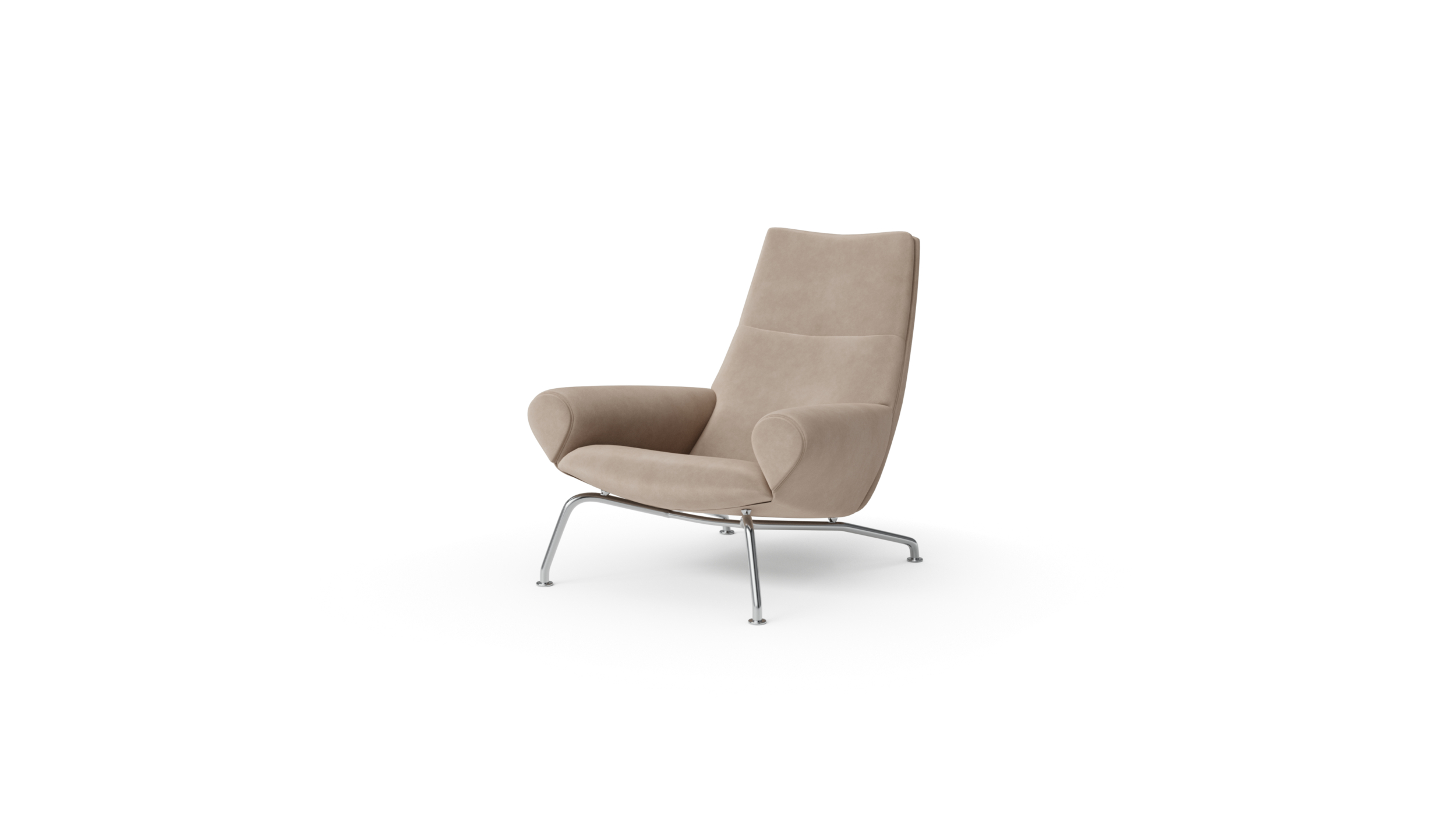 Queen Chair 1010 Reproduction by Archetype Forms - Hans Wegner - Front-Angle View Suede