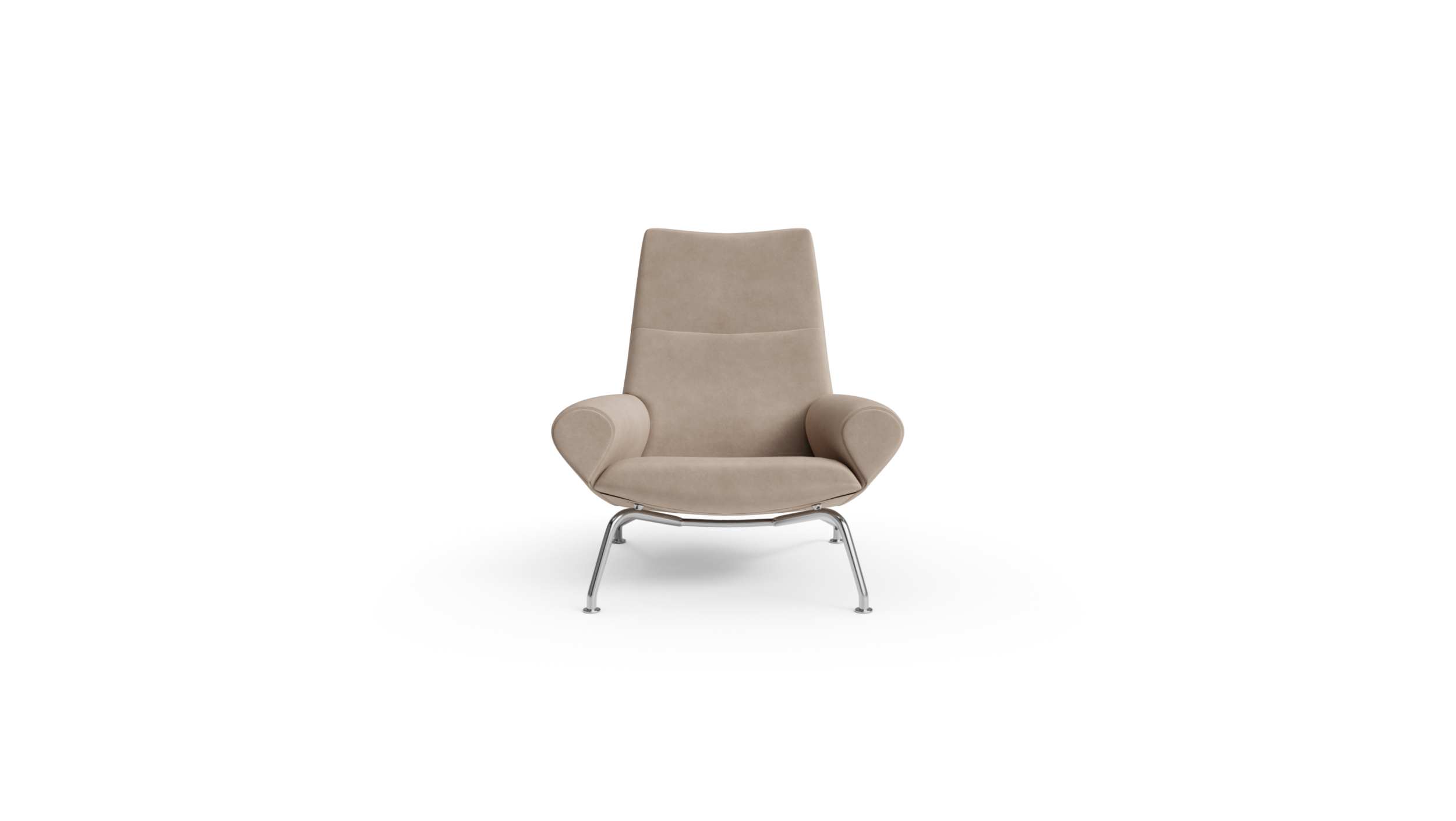 Queen Chair 1010 Reproduction by Archetype Forms - Hans Wegner - Front View Suede