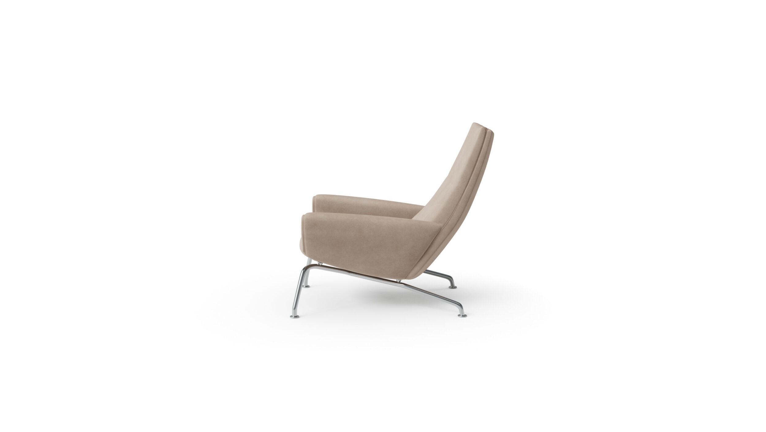 Queen Chair 1010 Reproduction by Archetype Forms - Hans Wegner - Side-View Suede