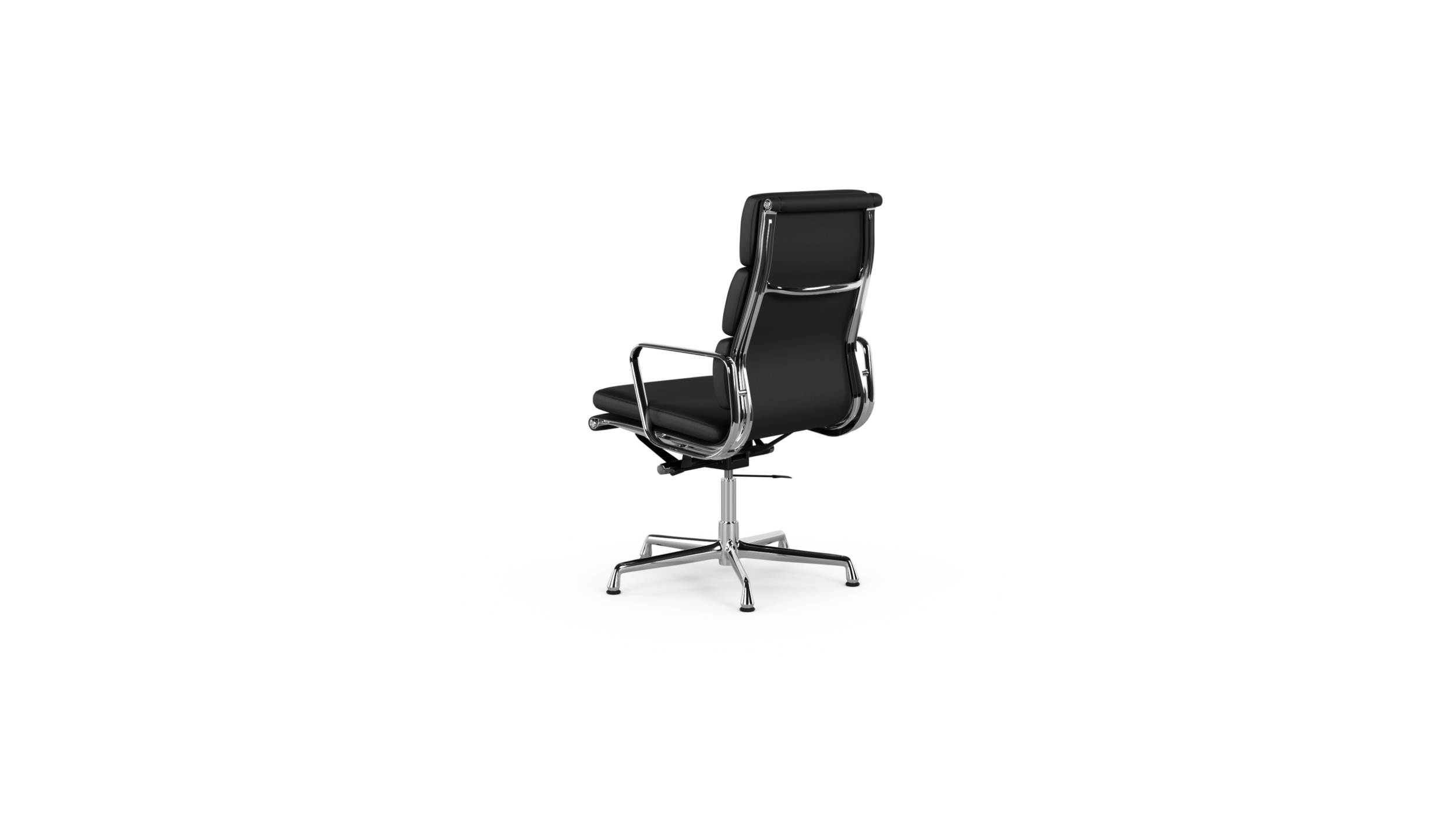 Eames Soft Pad Executive Chair EA 2119 On Glides, Pneumatic Lift Reproduction by Archetype Forms - Charles & Ray Eames - Back-Angle View