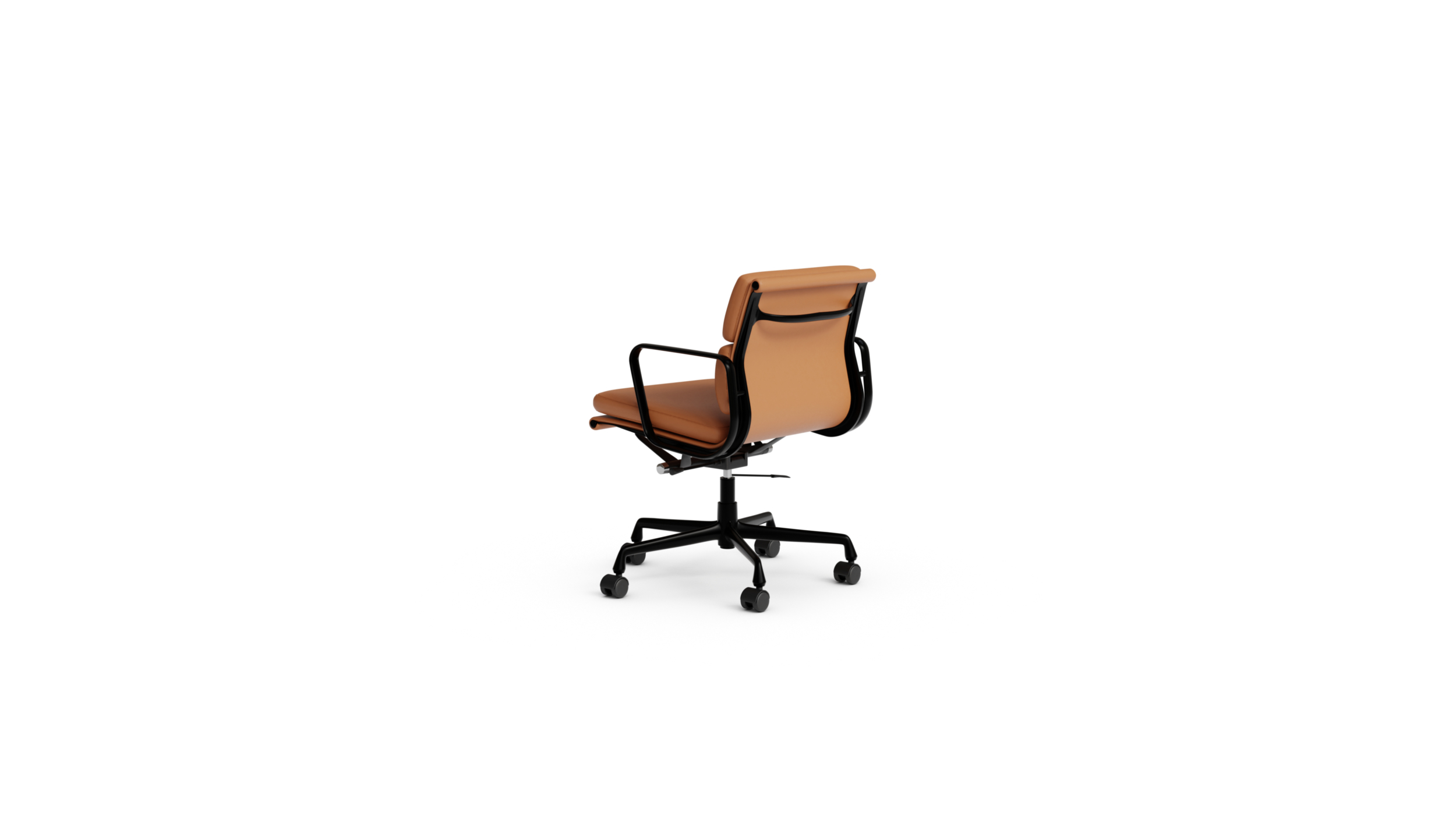 Eames Softpad Management Chair EA 217 On Castors. Pneumatic Lift Reproduction by Archetype Forms - Charles & Ray Eames - Back-Angle View