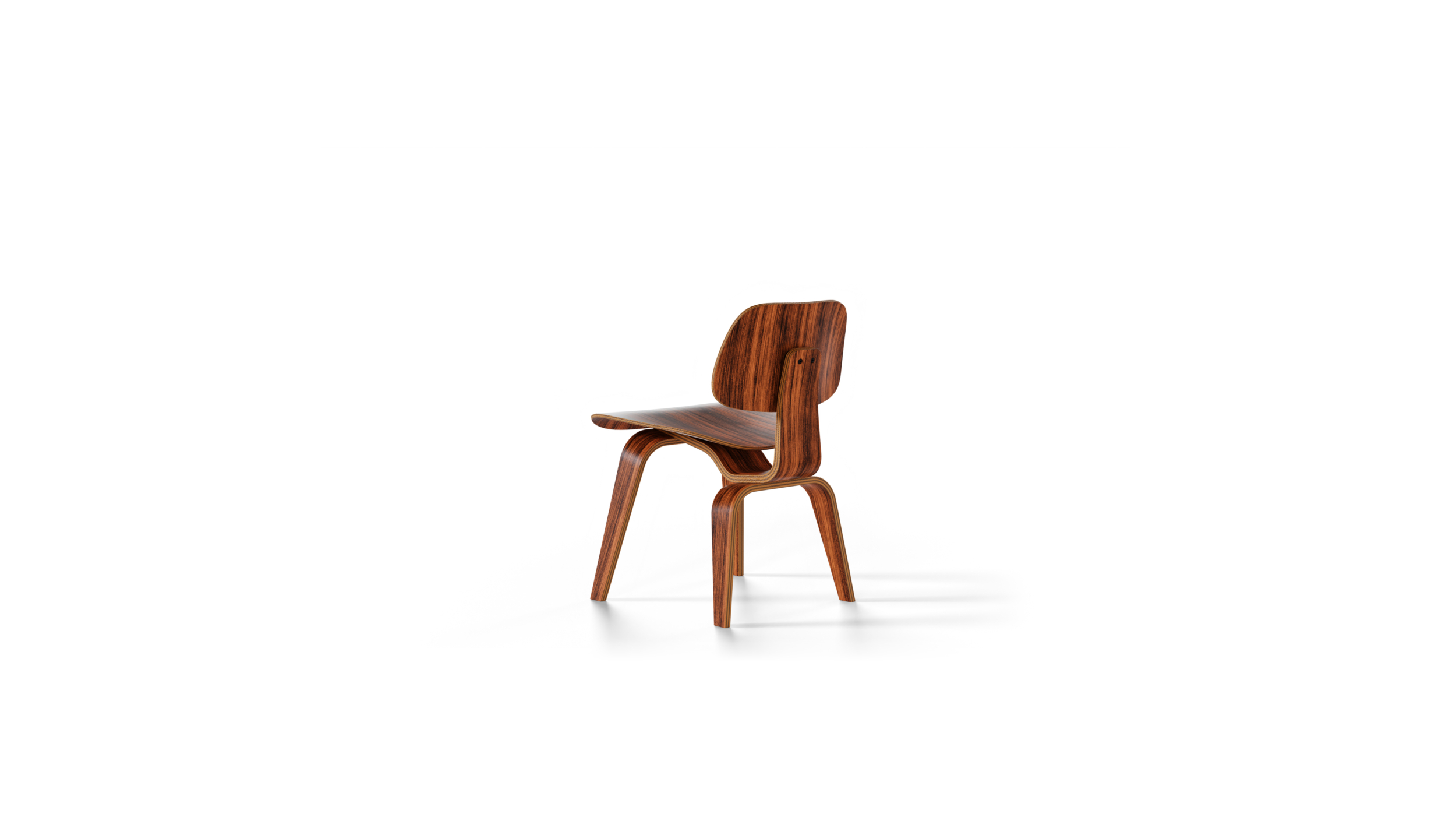 Back-Angle view of the molded Plywood Dining Chair by Charles and Ray Eames, designed by Charles and Ray Eames, available online in Canada. Made by Archetype Forms.