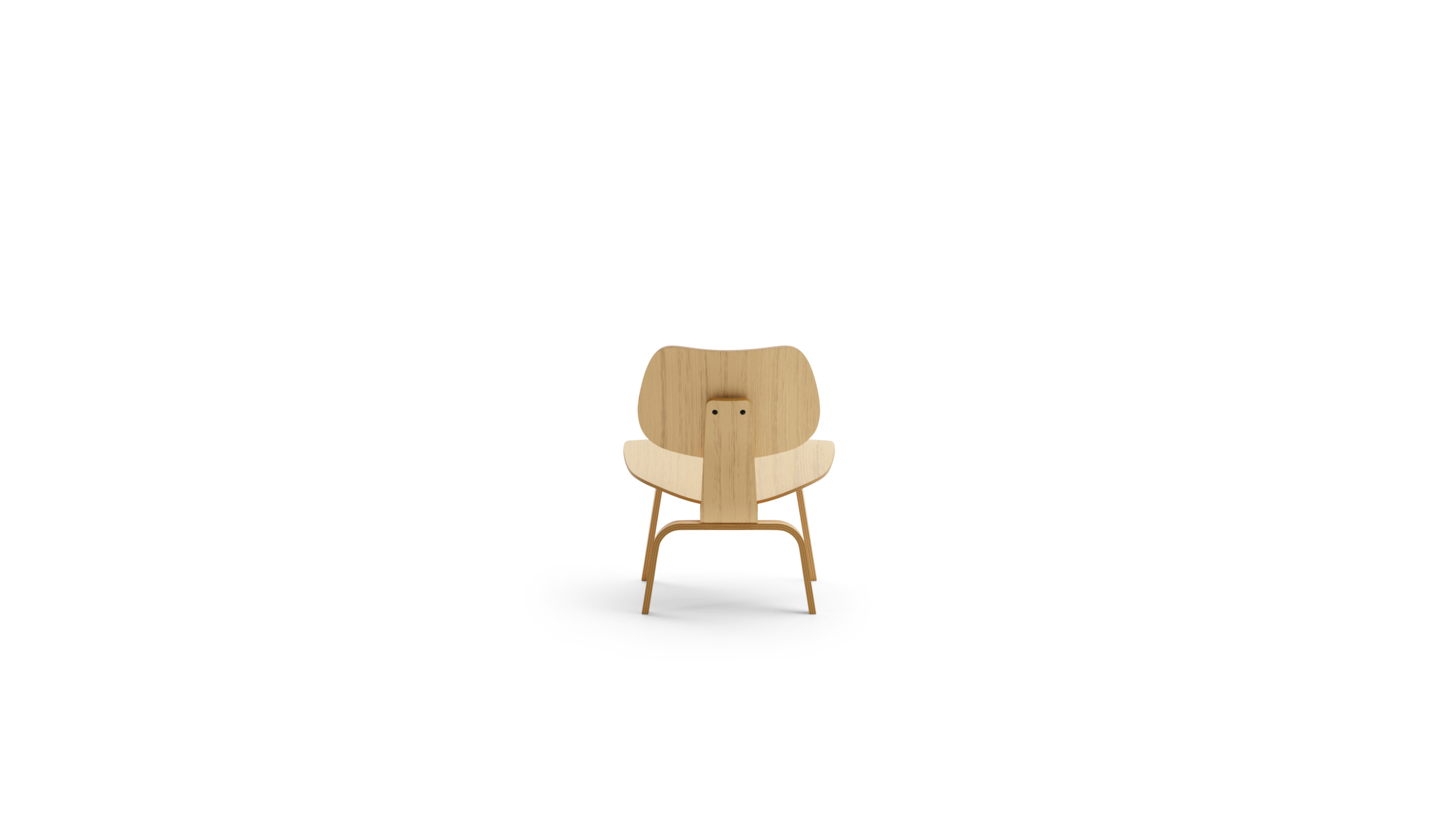 Back angle of Eames Molded Plywood Lounge Chair with wood base (LCW) by Charles, available online here in Vancouver, Canada.