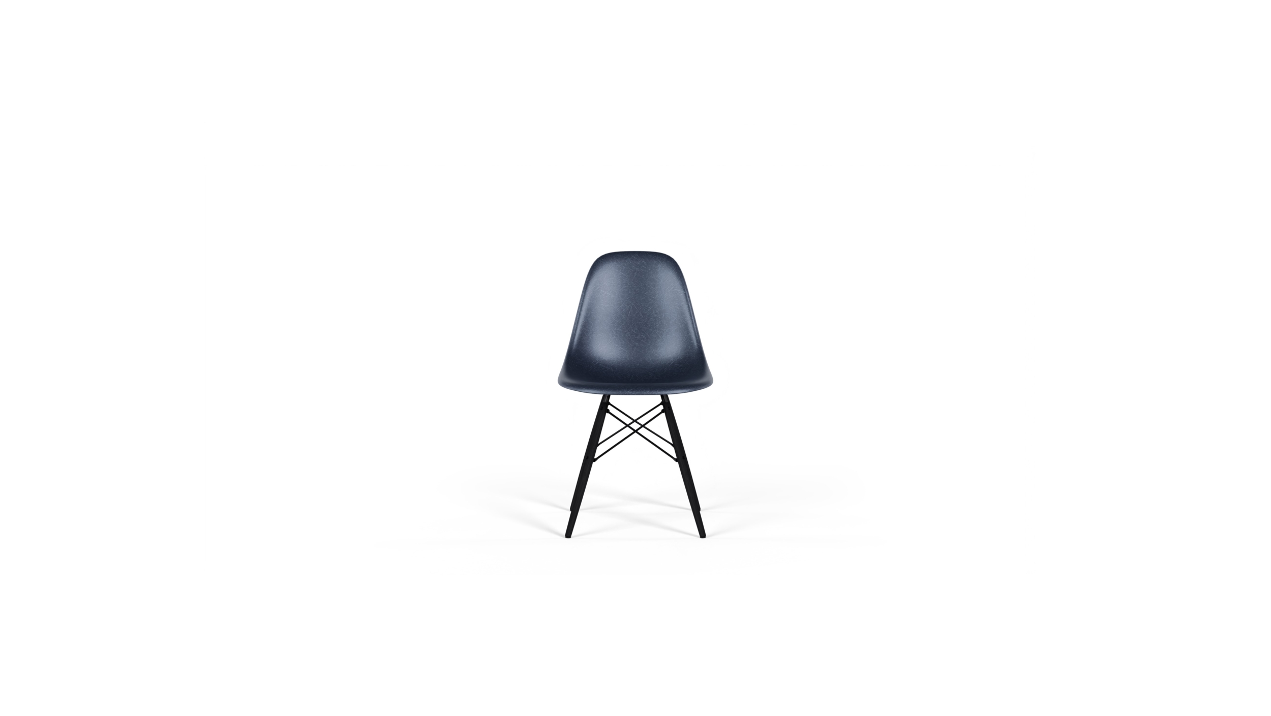 Front view of the molded Fiberglass Side Chair: Dowel Base DFSW by Charles and Ray Eames, designed by Charles and Ray Eames, available online in Canada. Made by Archetype Forms.