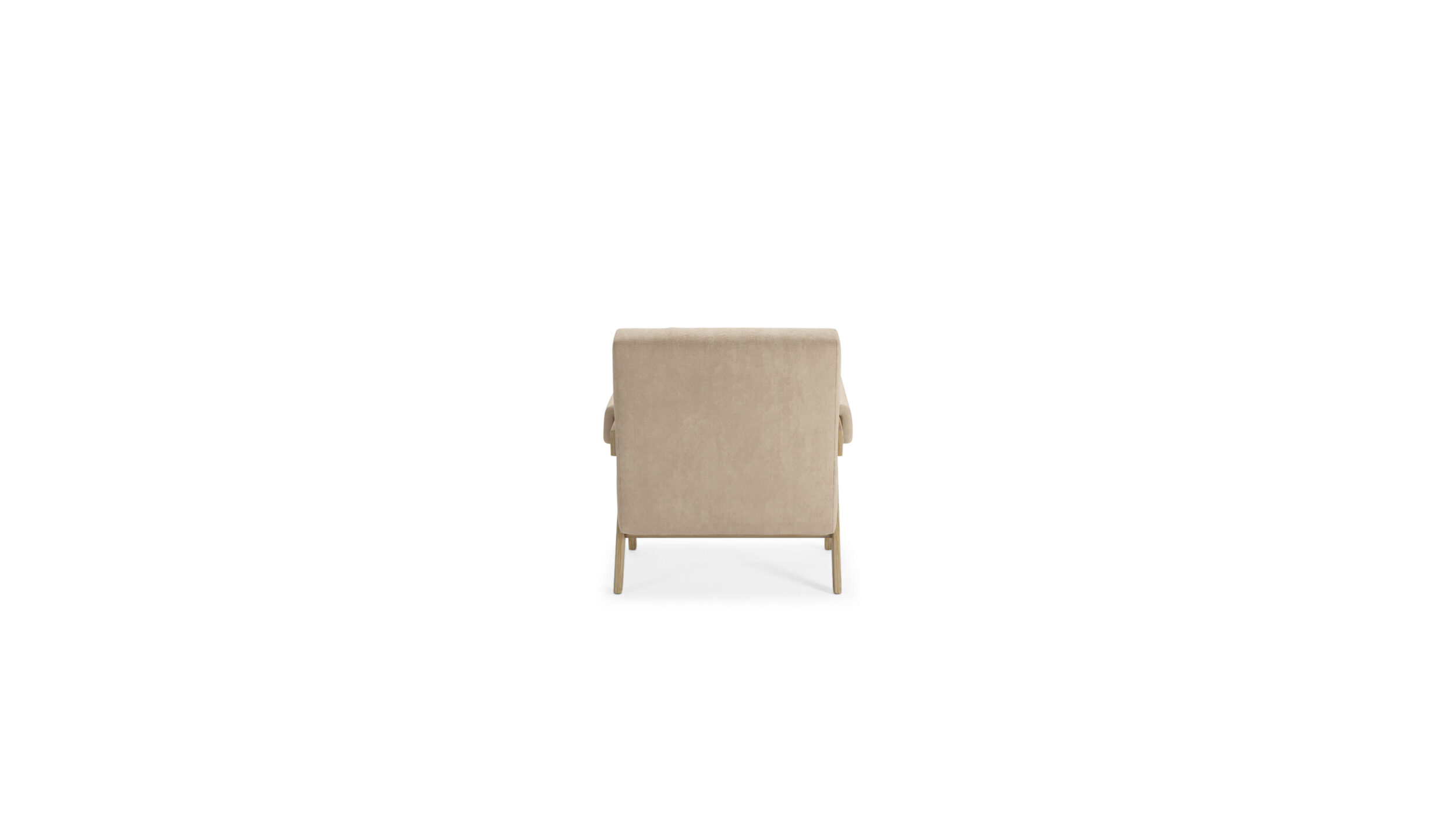 Back view of the Capitol Complex Armchair Lounge Chair 053 by Pierre Jeanneret, available online in Canada. Made by Archetype Forms.