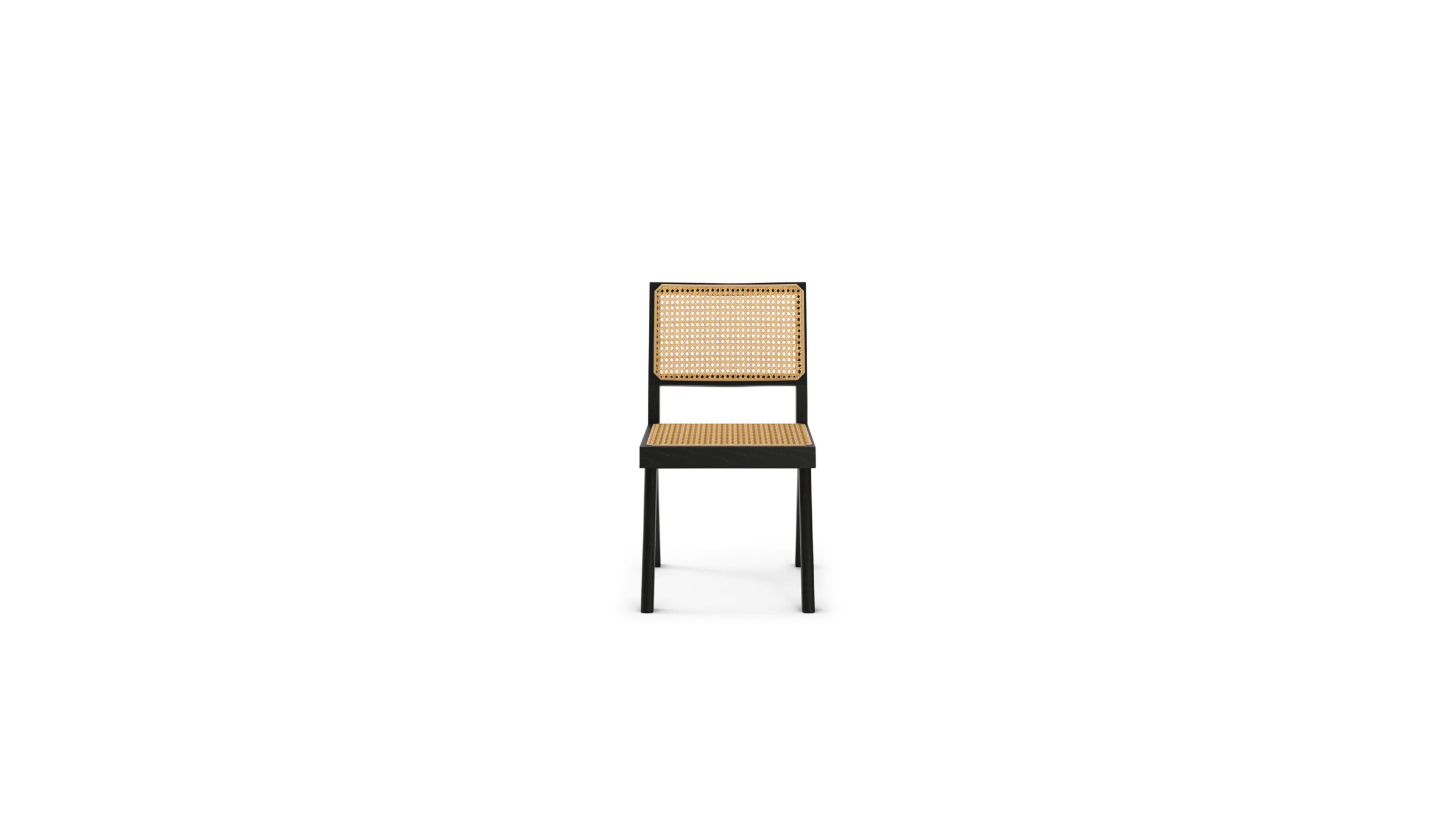 Front view of the Capitol Complex Chair Sidechair 055 by Pierre Jeanneret, available online in Canada. Made by Archetype Forms.