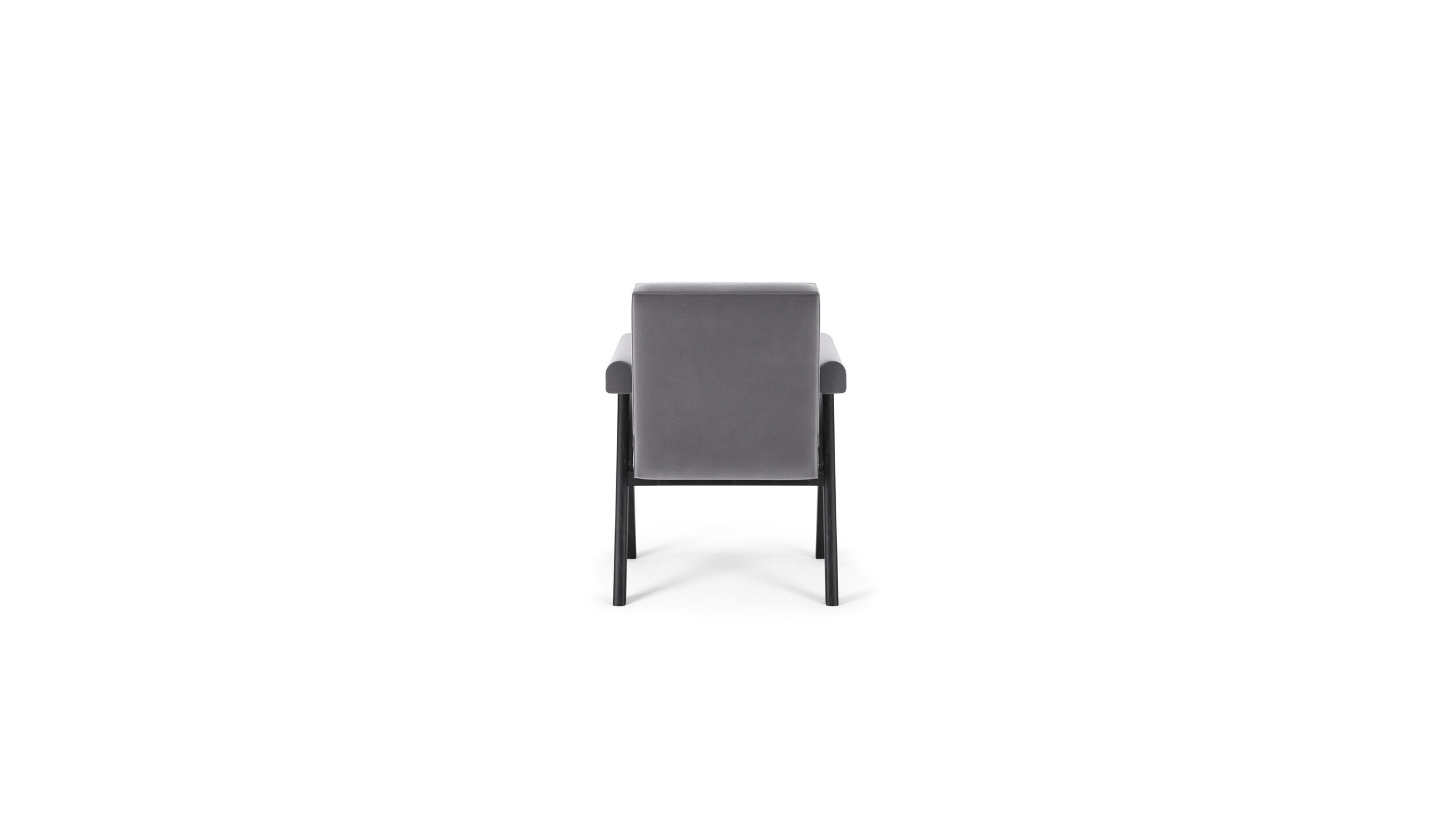 Back view of the Committee Chair Small Armchair 062 31-41-51-81 by Pierre Jeanneret, available online in Canada. Made by Archetype Forms.