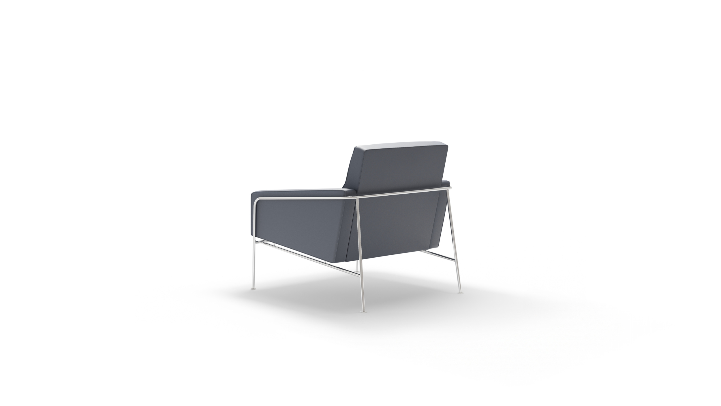 Back-Angle view of the Series 3300 Copenhagen SAS Royal Hotel Armchair by Arne Jacobsen, designed by Arne Jacobsen, available online in Canada. Made by Archetype Forms.