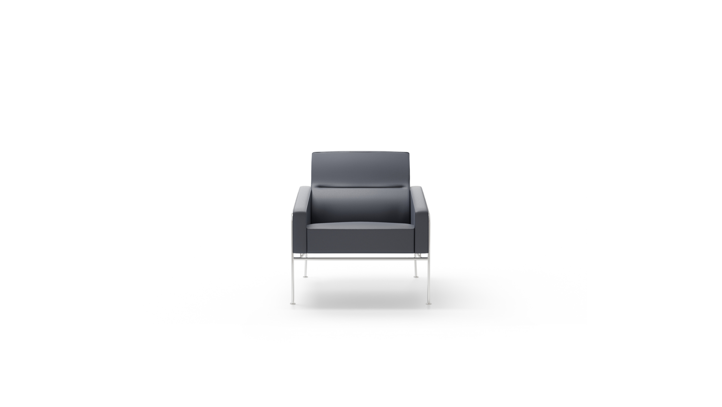 Front view of the Series 3300 Copenhagen SAS Royal Hotel Armchair by Arne Jacobsen, designed by Arne Jacobsen, available online in Canada. Made by Archetype Forms.