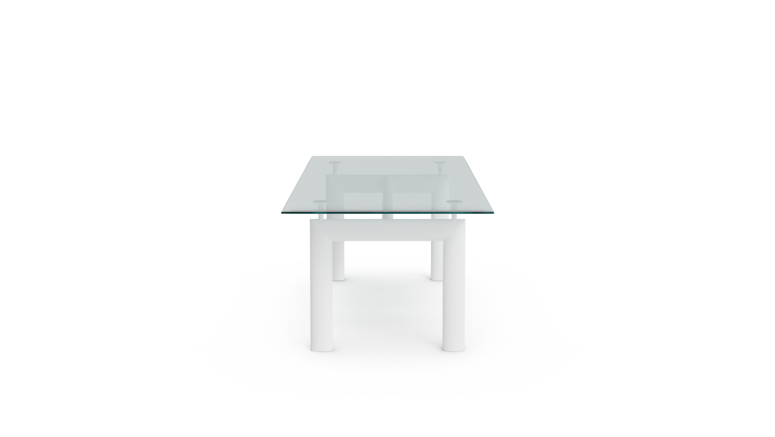 LC6 Table Tube d'Avion Dining Table Glass Top 1928 by Le Corbusier, Archetype Forms, Vancouver BC, Canada.