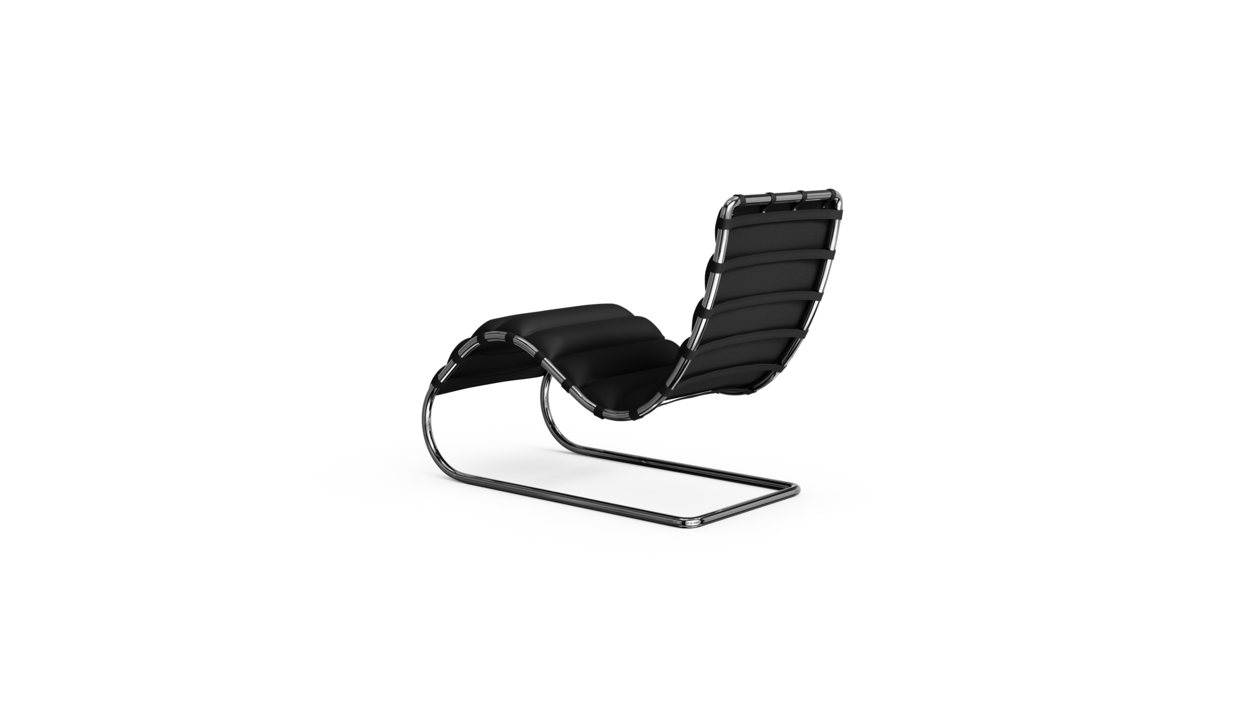 Back-Angle view of the 241LC MR Chaise Lounge by Mies van der Rohe, designed by Mies van der Rohe, available online in Canada. Made by Archetype Forms.