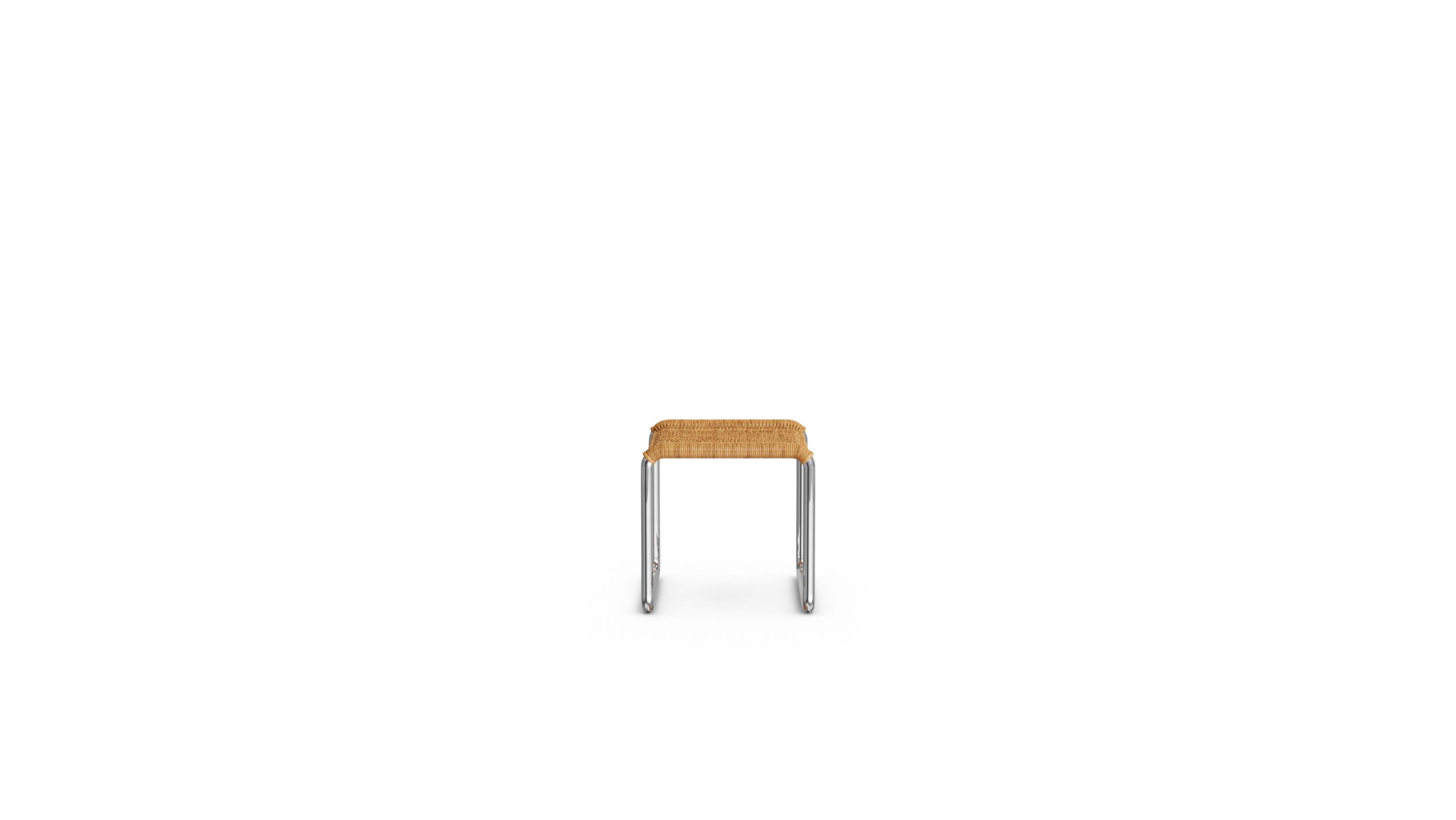 Side-View of the MR Stool Cane Rattan MR10/4 by Mies van der Rohe, designed by Mies van der Rohe, available online in Canada. Made by Archetype Forms.